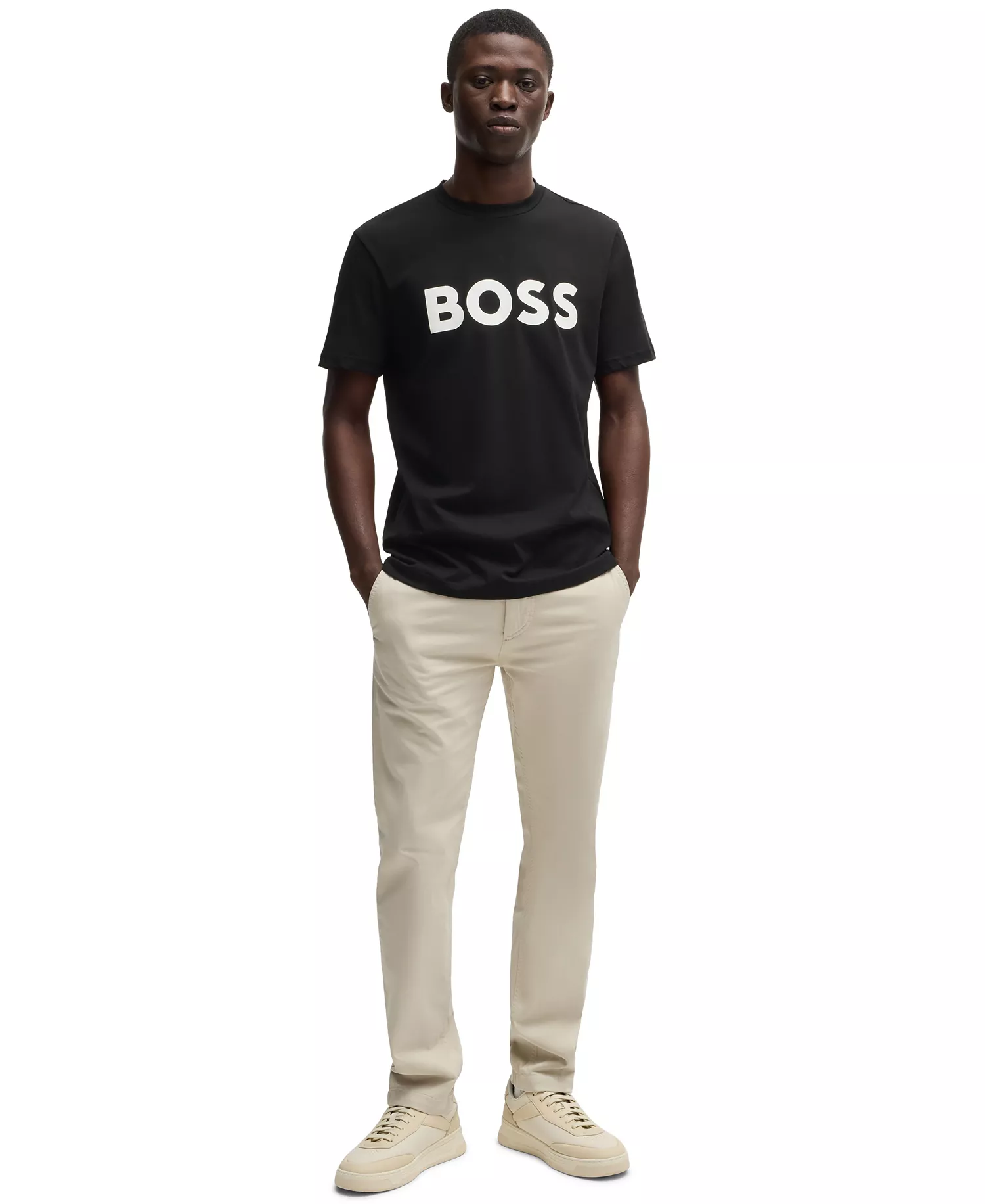 Men's Rubber-Logo Regular-Fit T-Shirt - Black - M