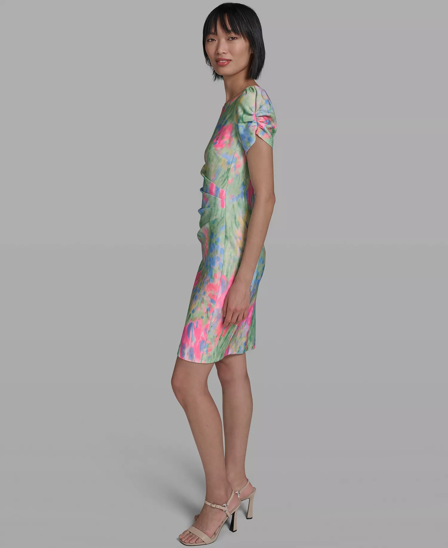 Women's Printed Boat Neck Sheath Dress - Pink Sherbet/Tea Green Multi - 0
