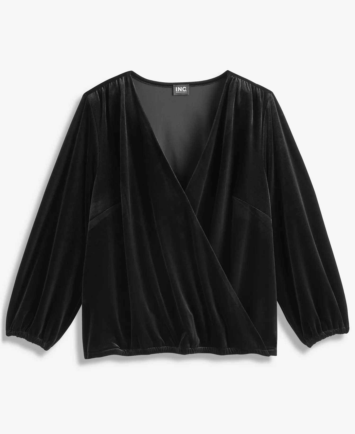 Plus Size Velvet V-Neck Top, Macy's Exclusive - Deep Black - 0X