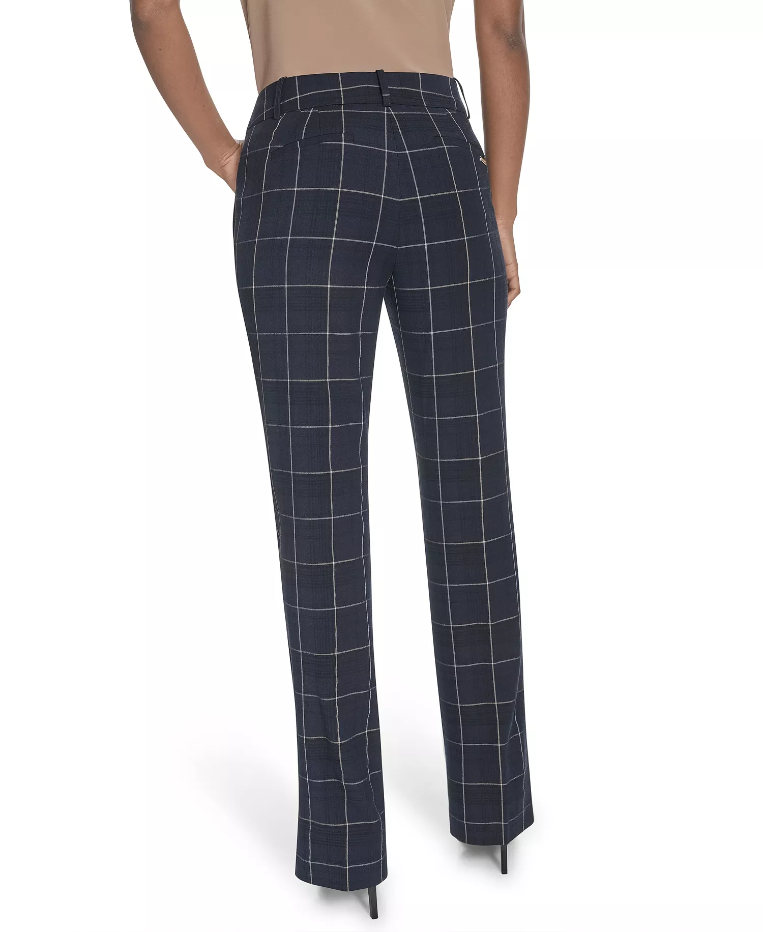 Women's Chloe Plaid Printed Bootcut Trousers - Midnight/Gray Multi - 0