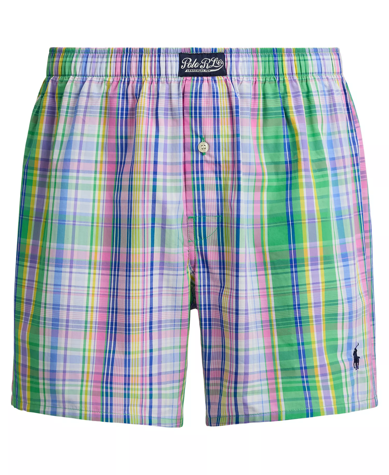 Men's Yarn-Dyed Plaid Boxer Briefs - Greendale Plaid/Cruise Navy - L