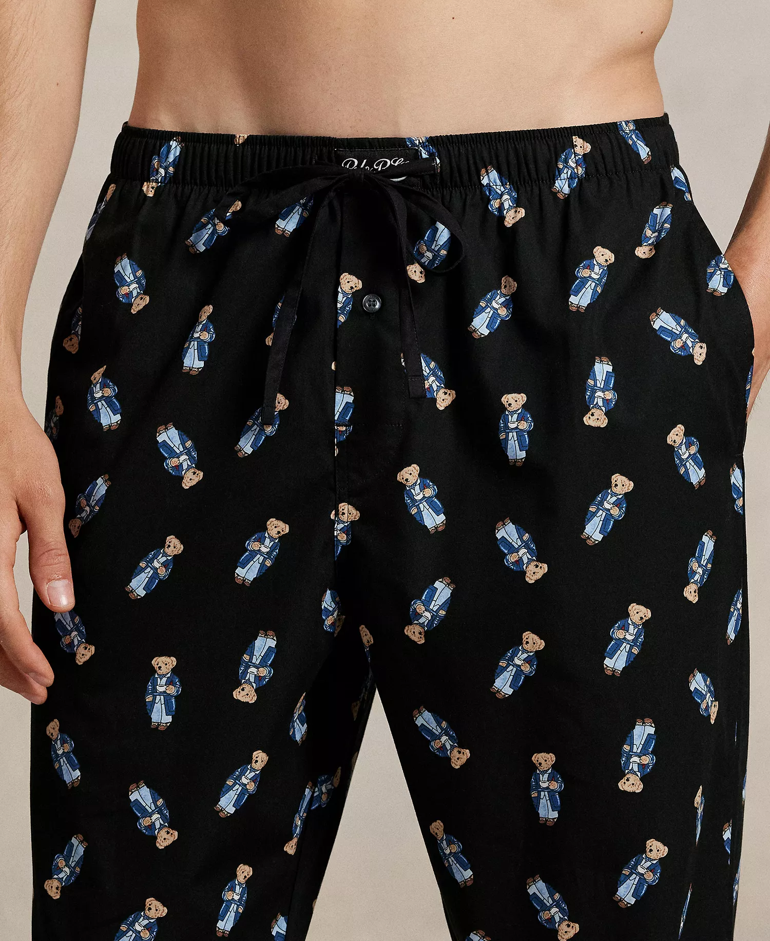 Men's Knit Long-Sleeve Crewneck T-Shirt and Pajama Pants, 2-Piece Set - White/Black - L