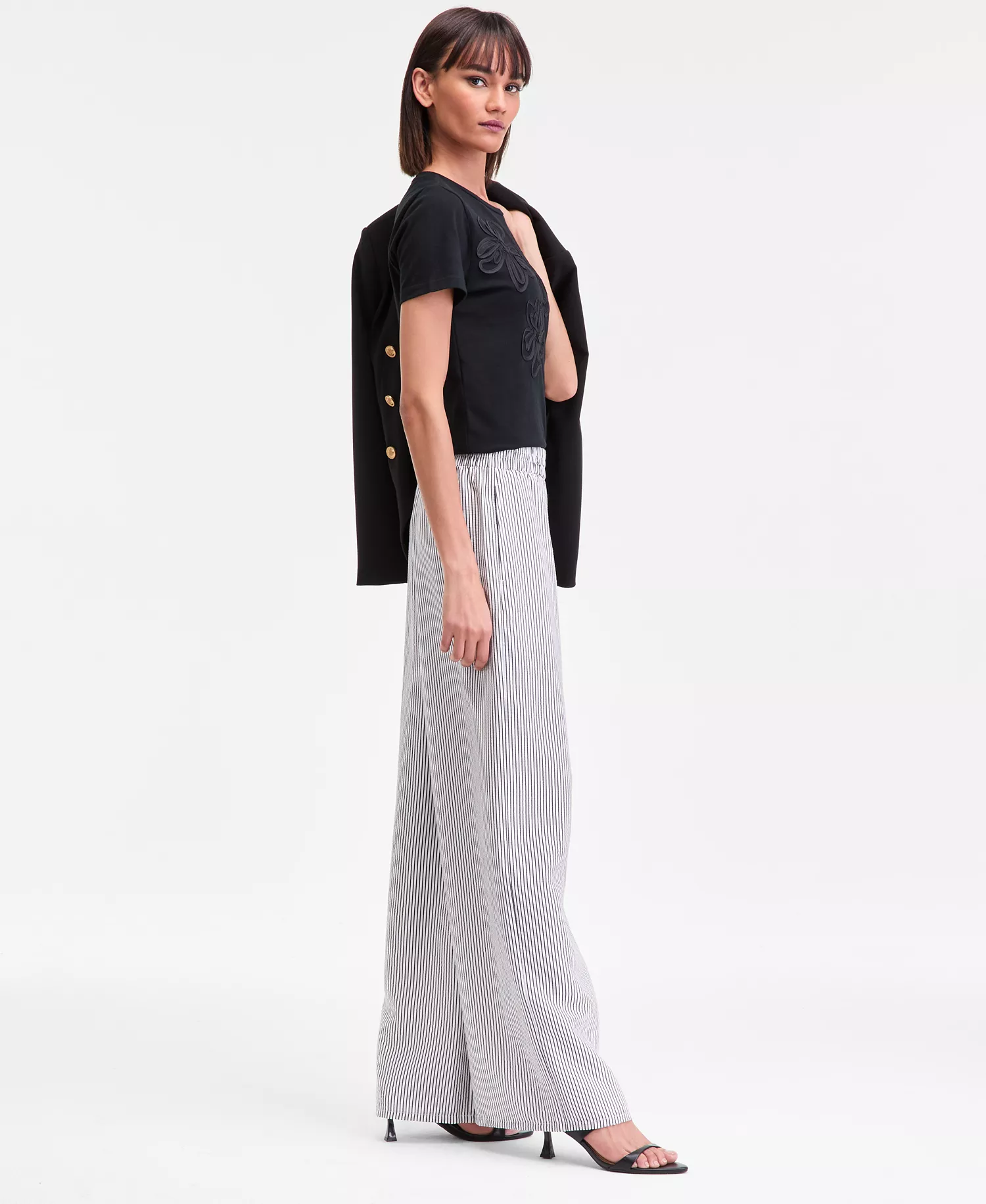 Women's Striped Pull-On Wide-Leg Pants, Macy's Exclusive - Magda Stripe - L