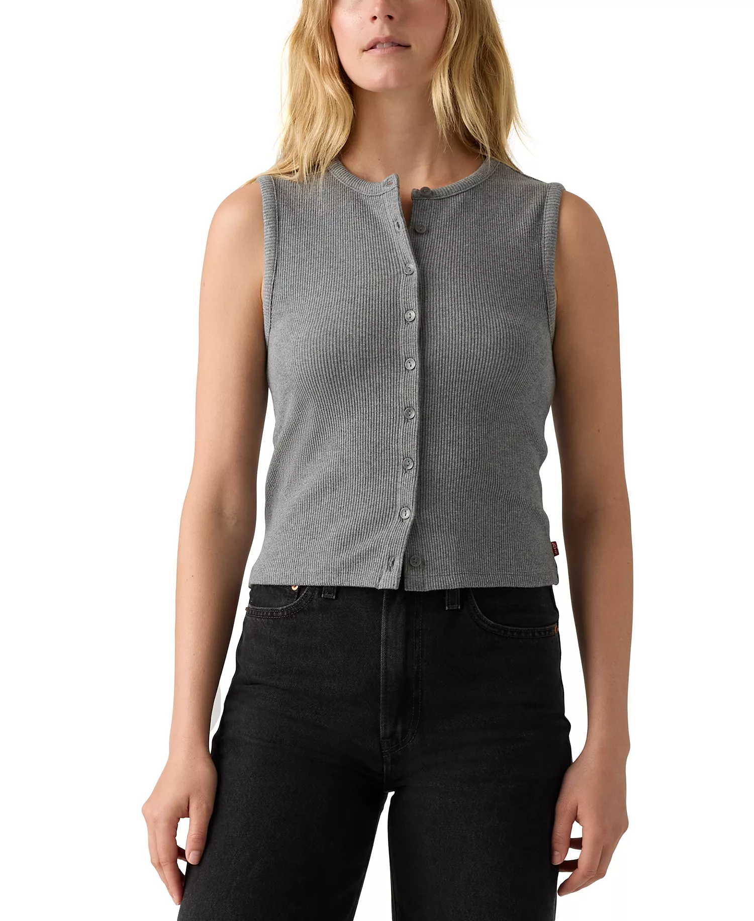 Women's Rory Sleeveless Button-Up Top - Dark Heather Gray - L
