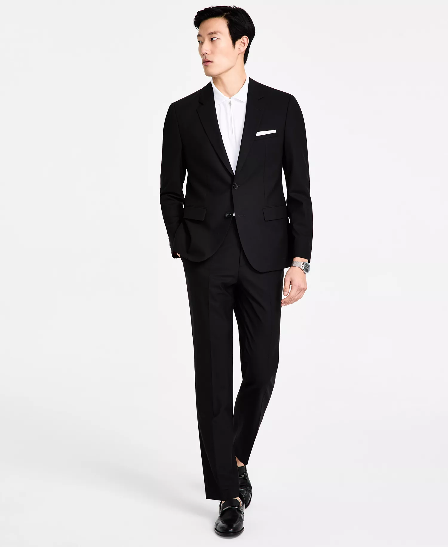 Men's Modern-Fit Wool Blend Suit - Black - 36R