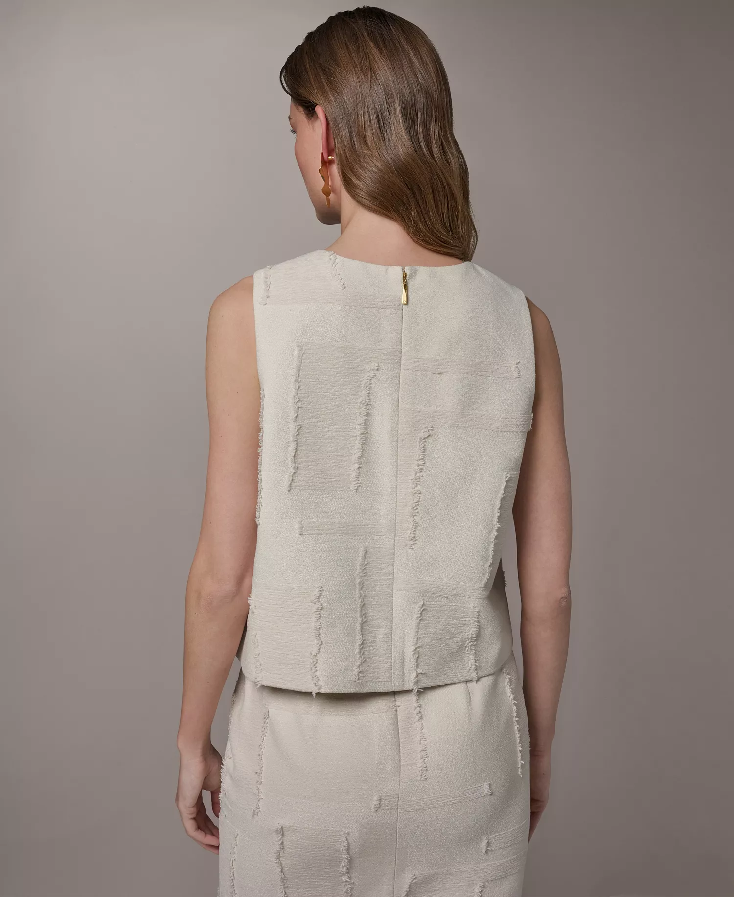 Petite Round Neck Crop Top - Natural - P/L