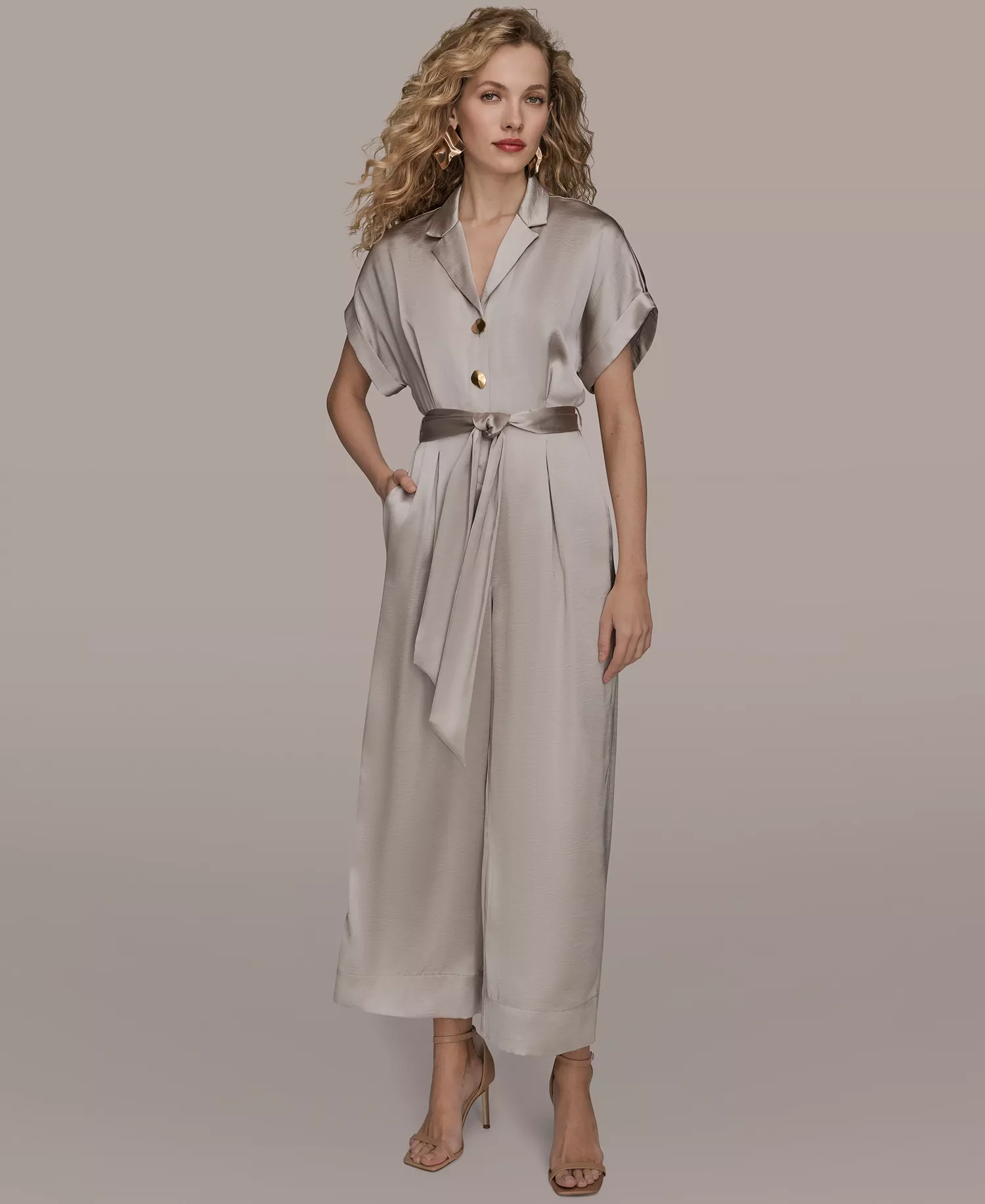 Women's Satin Wide Leg Jumpsuit - Vapor - 10