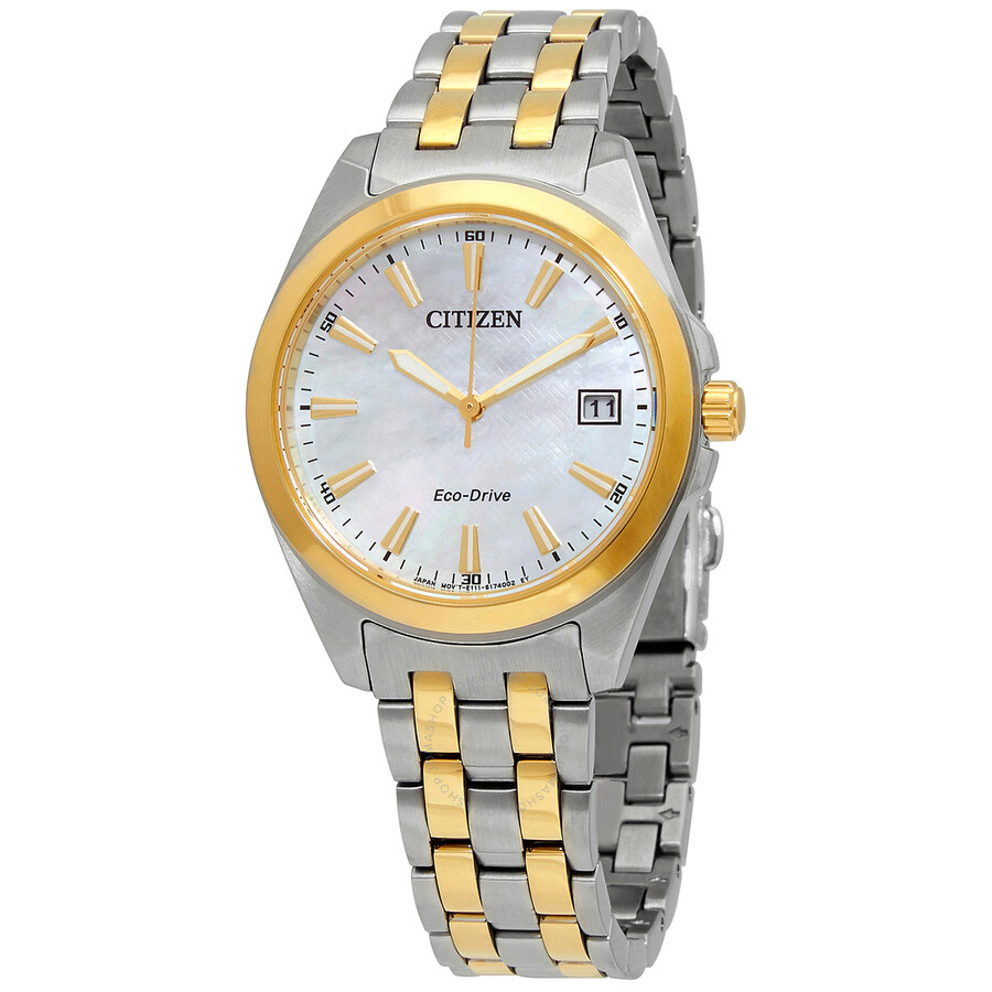 Citizen Eco-Drive Mother of Pearl Dial Two-tone Ladies Watch