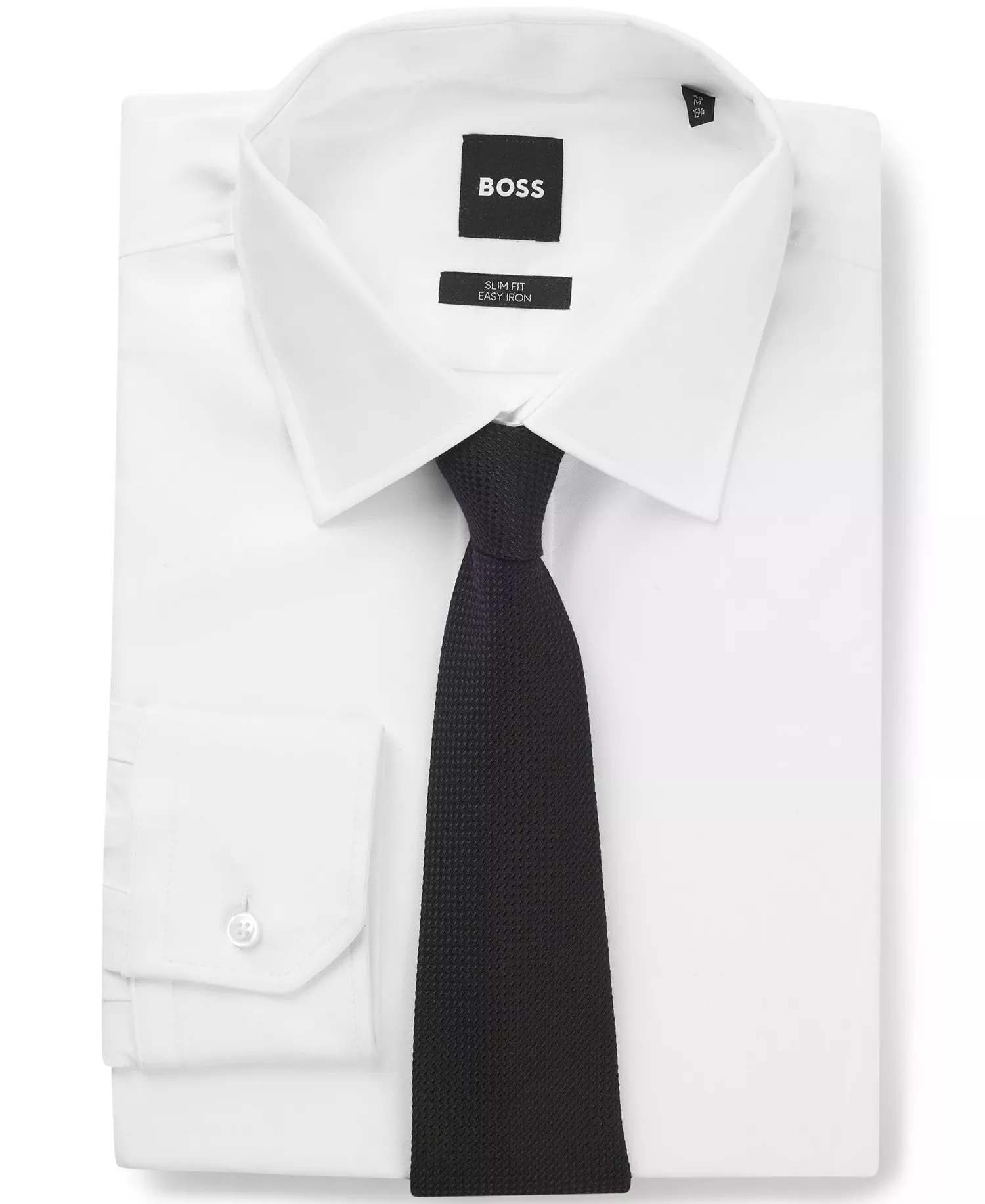 Men's Cotton Silk Structured Tie - Black - ONE SIZE