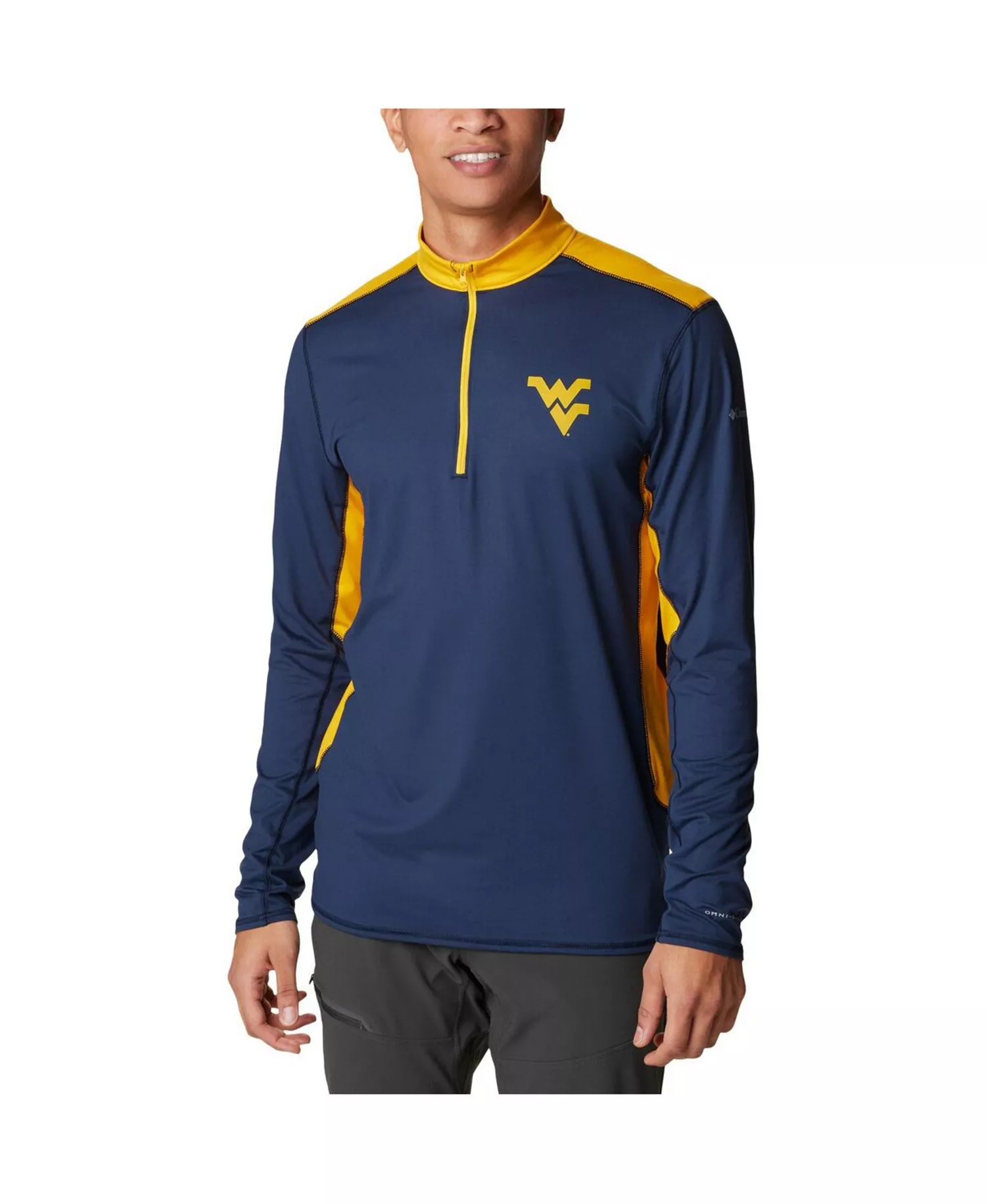 Men's Navy West Virginia Mountaineers Tech Trail Omni-Shade Quarter-Zip Sweatshirt - Navy - L