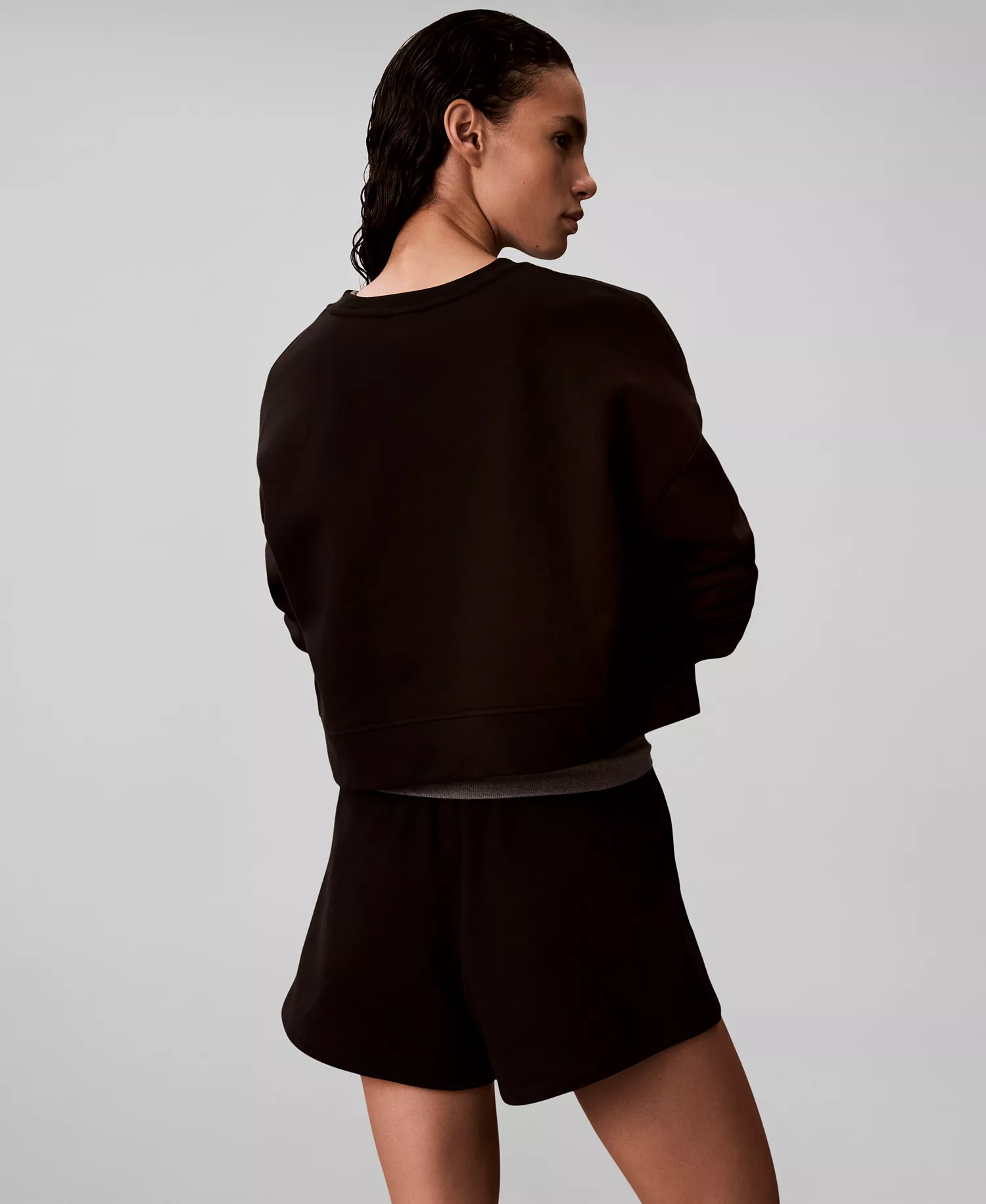 Women's Crewneck Long-Sleeve Sweatshirt - Black - 2XL