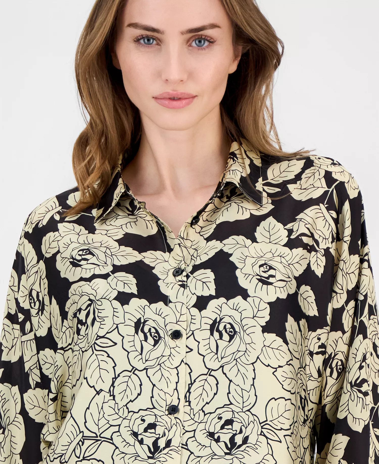 Women's Printed Dolman-Sleeve Blouse - Golden Roses  Place Print - L