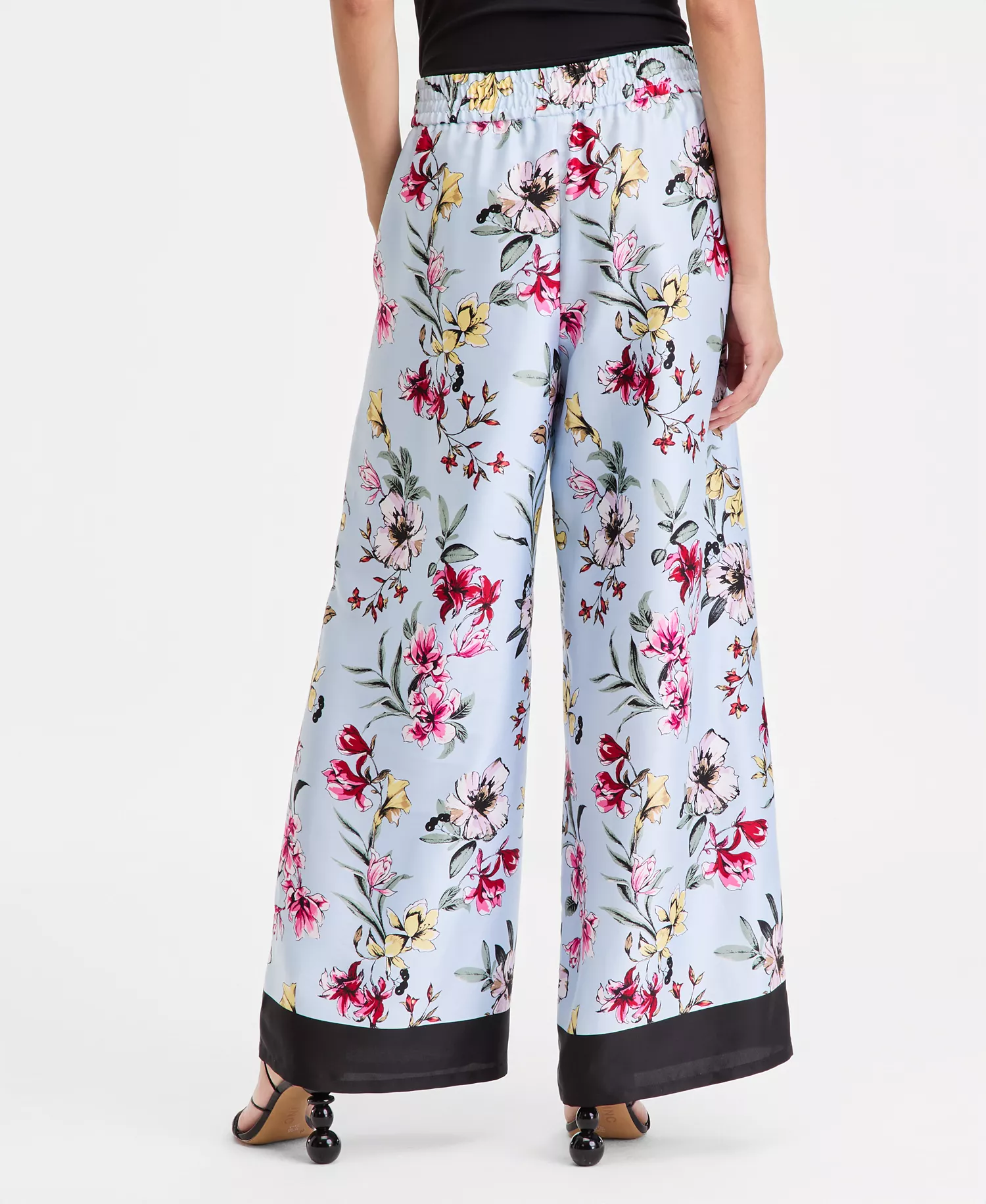 Women's Wide Leg Printed Pull-On Pants - Seela Border - L