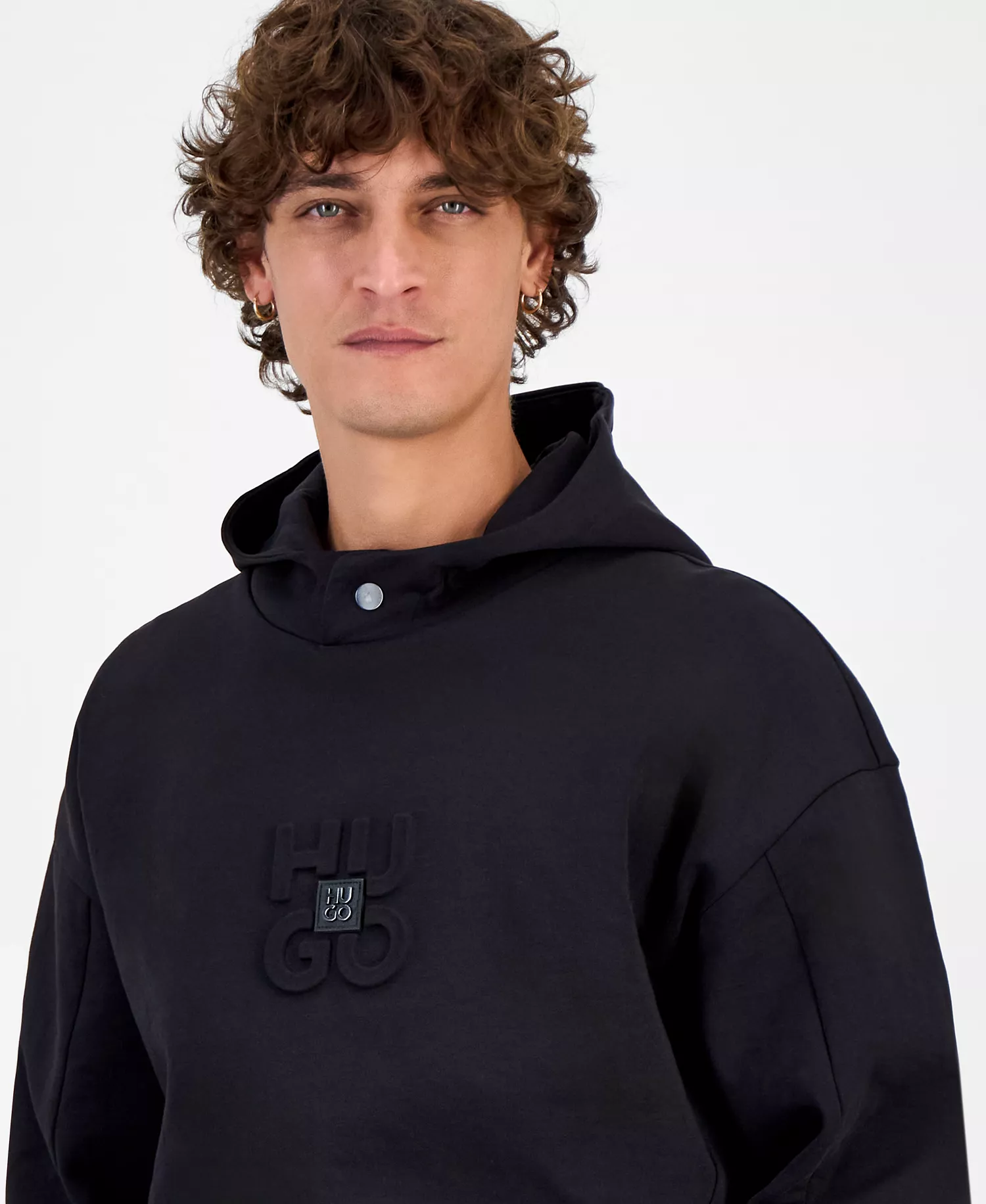 HUGO by Men's Debostaco Relaxed-Fit Logo Hoodie  - Black - L