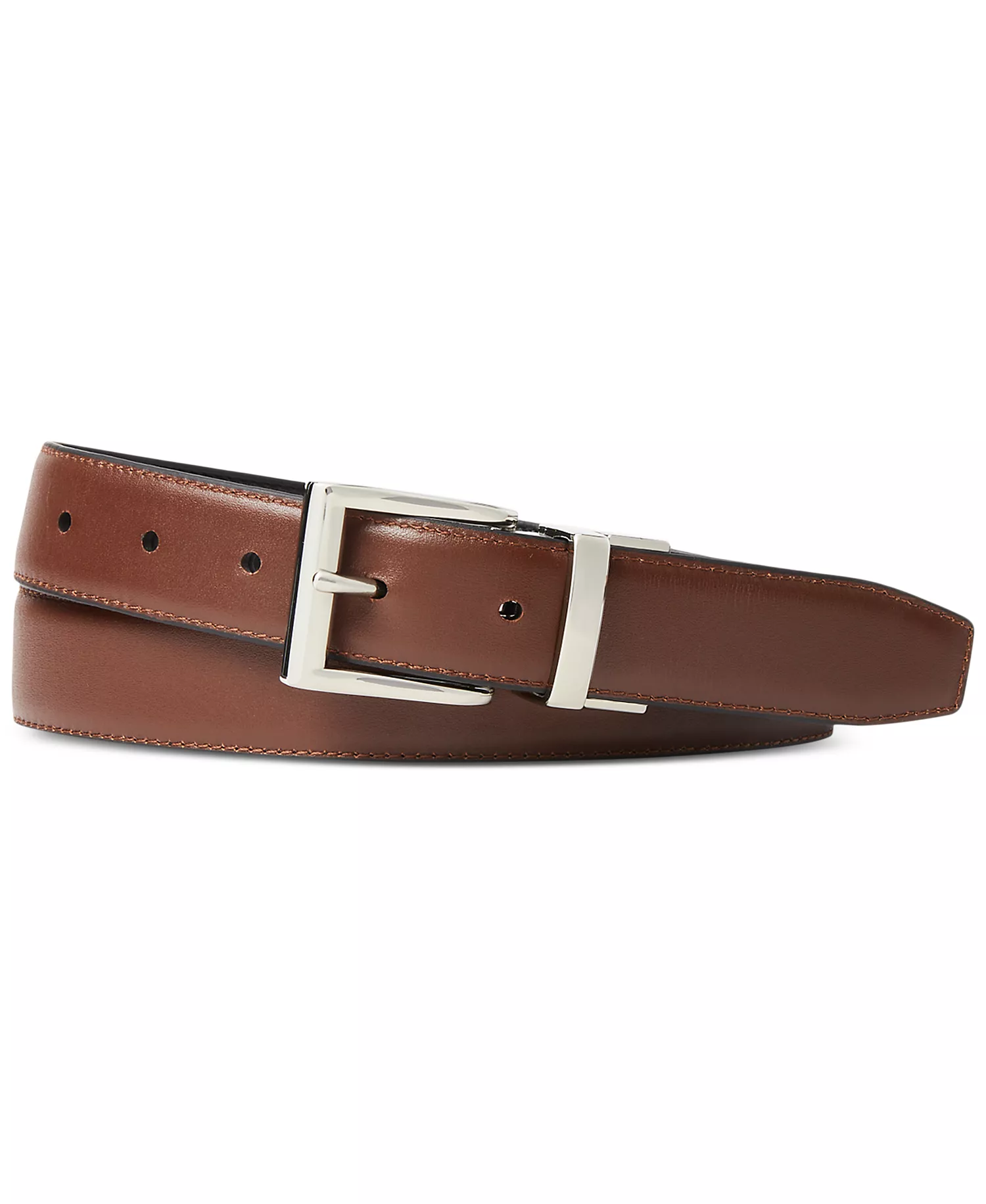 Men's Reversible Leather Dress Belt - Black/Brown - 32