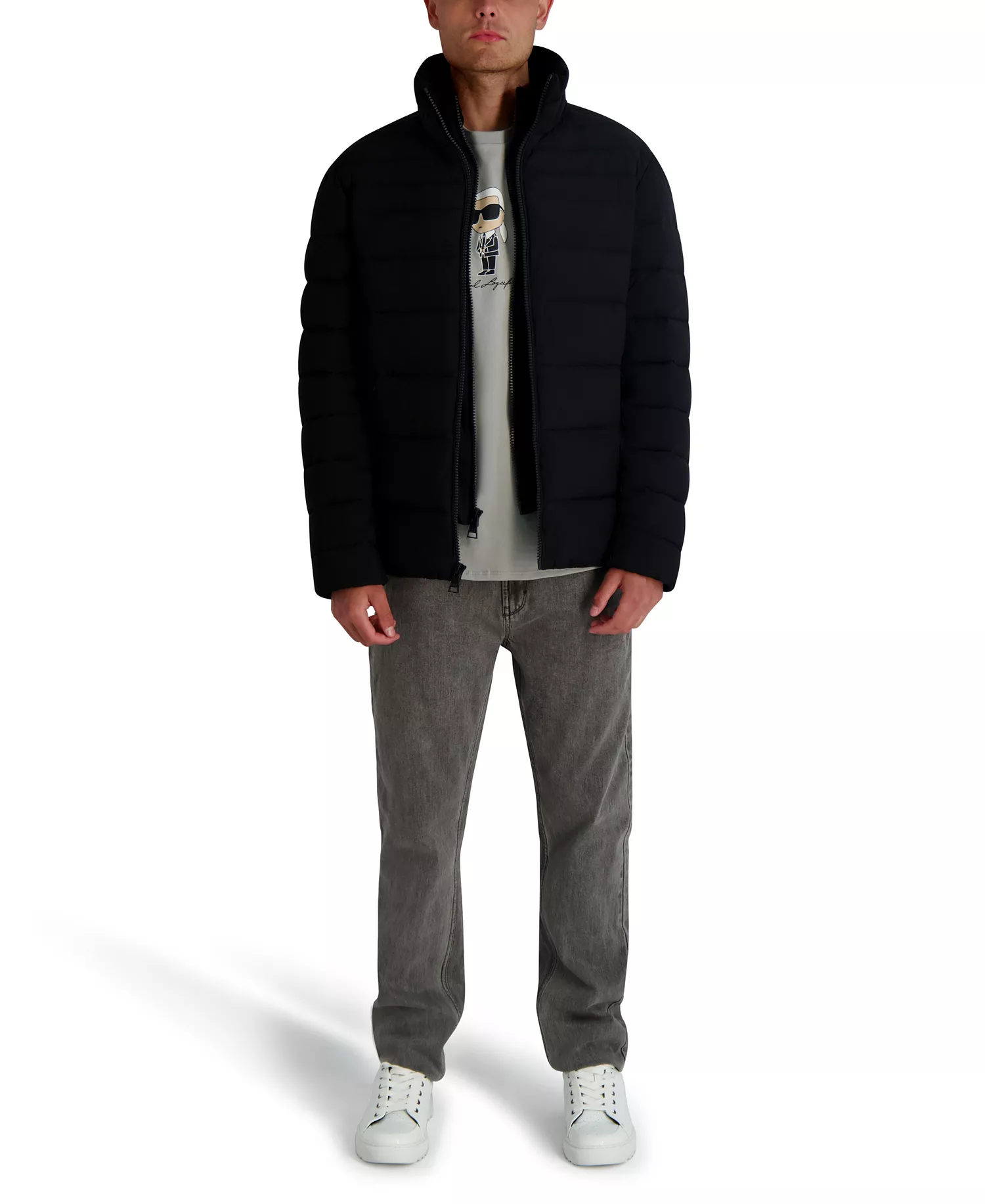 Men's Midweight Puffer Jacket - Black - 2XL