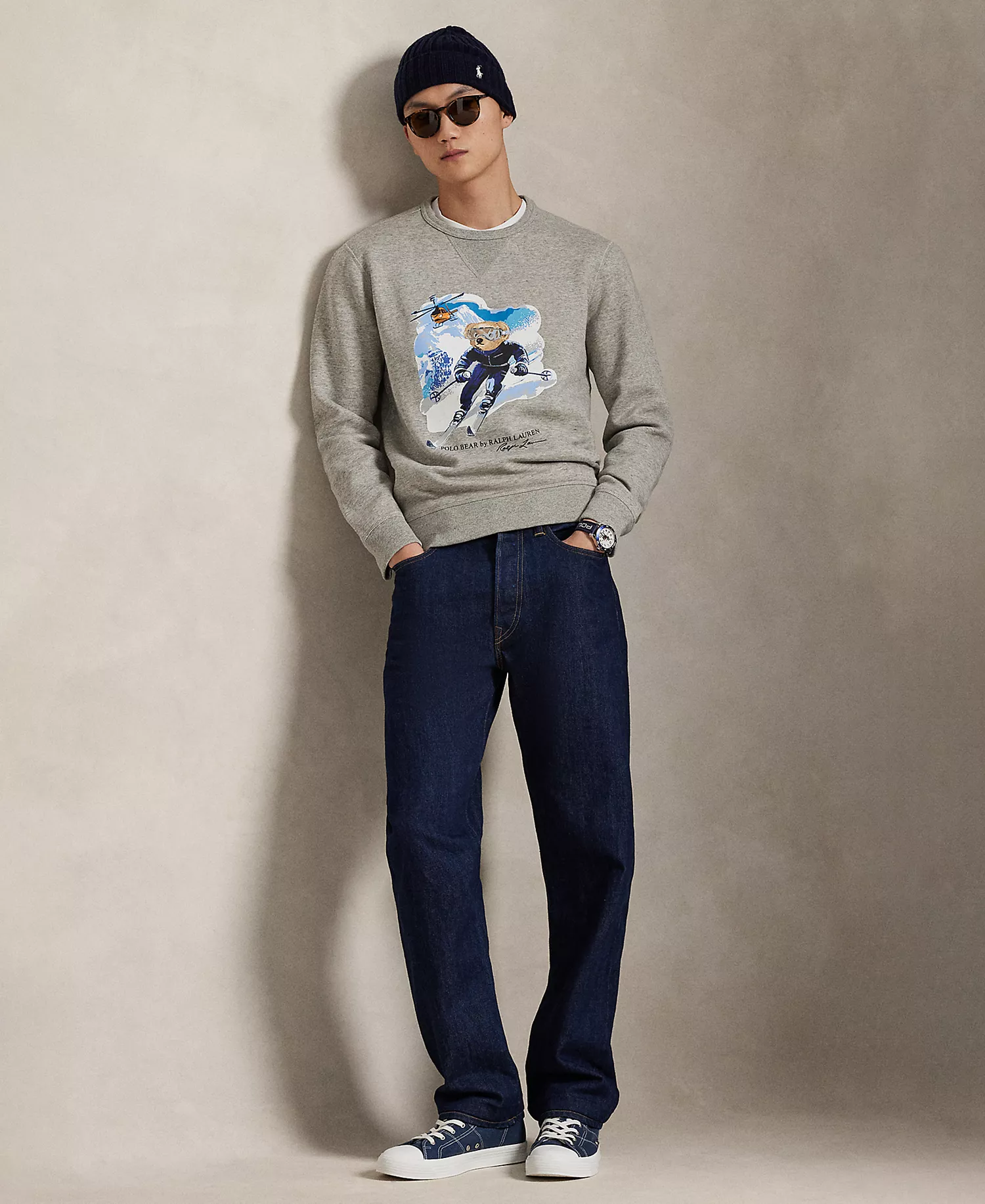 Men's Bear Long-Sleeve Sweatshirt - Loft Heather/active Bear - L