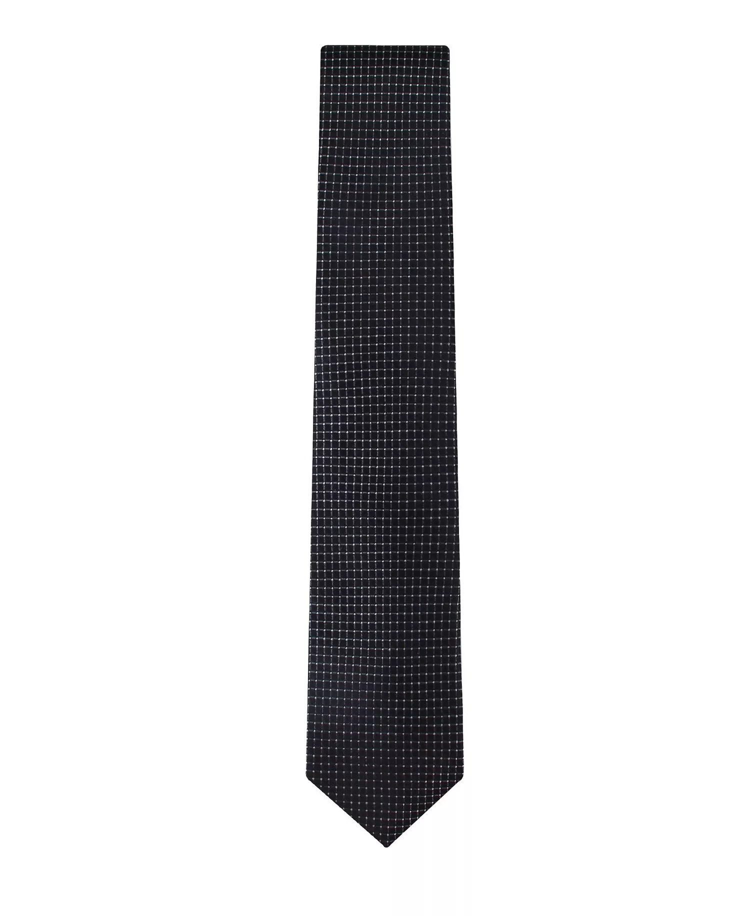 Men's Grid Pattern Silk Tie - Black - ONE SIZE