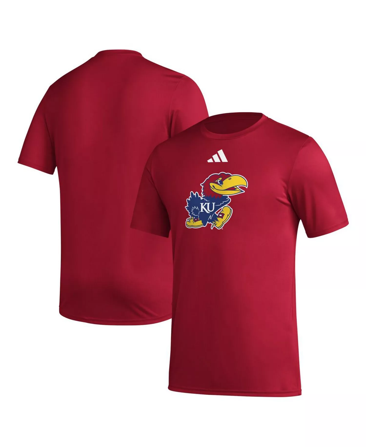 Men's Red Kansas Jayhawks Primary Locker Logo Pre-Game AEROREADY T-Shirt - Red - L