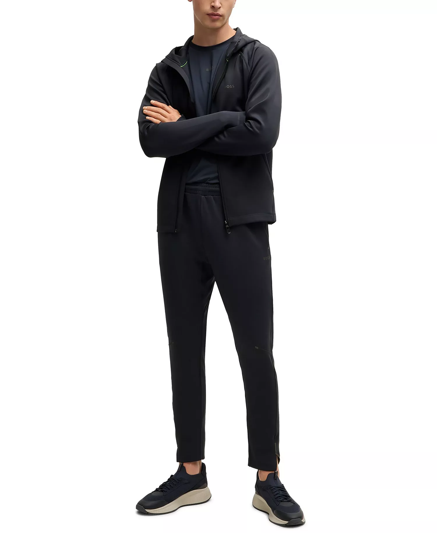 Men's Reflective Branding Zip-Up Hoodie - Dark Blue - S