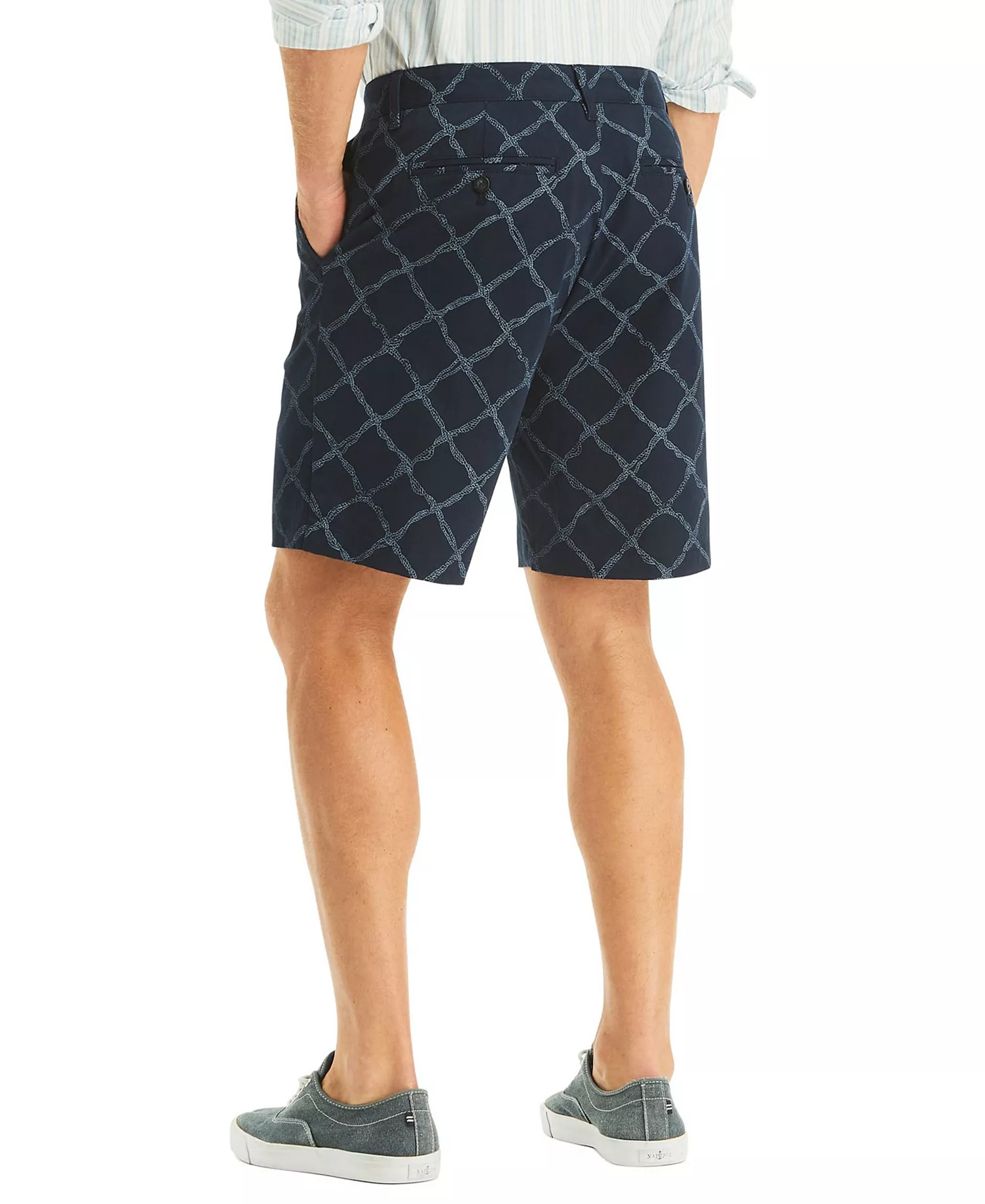 Men's Printed Regular-Fit Deck Shorts - Navy - 32