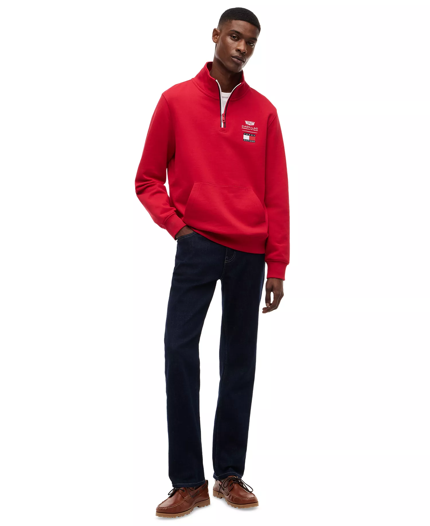 x Cadillac F1® Men's Logo Quarter-Zip Sweatshirt - Red - L