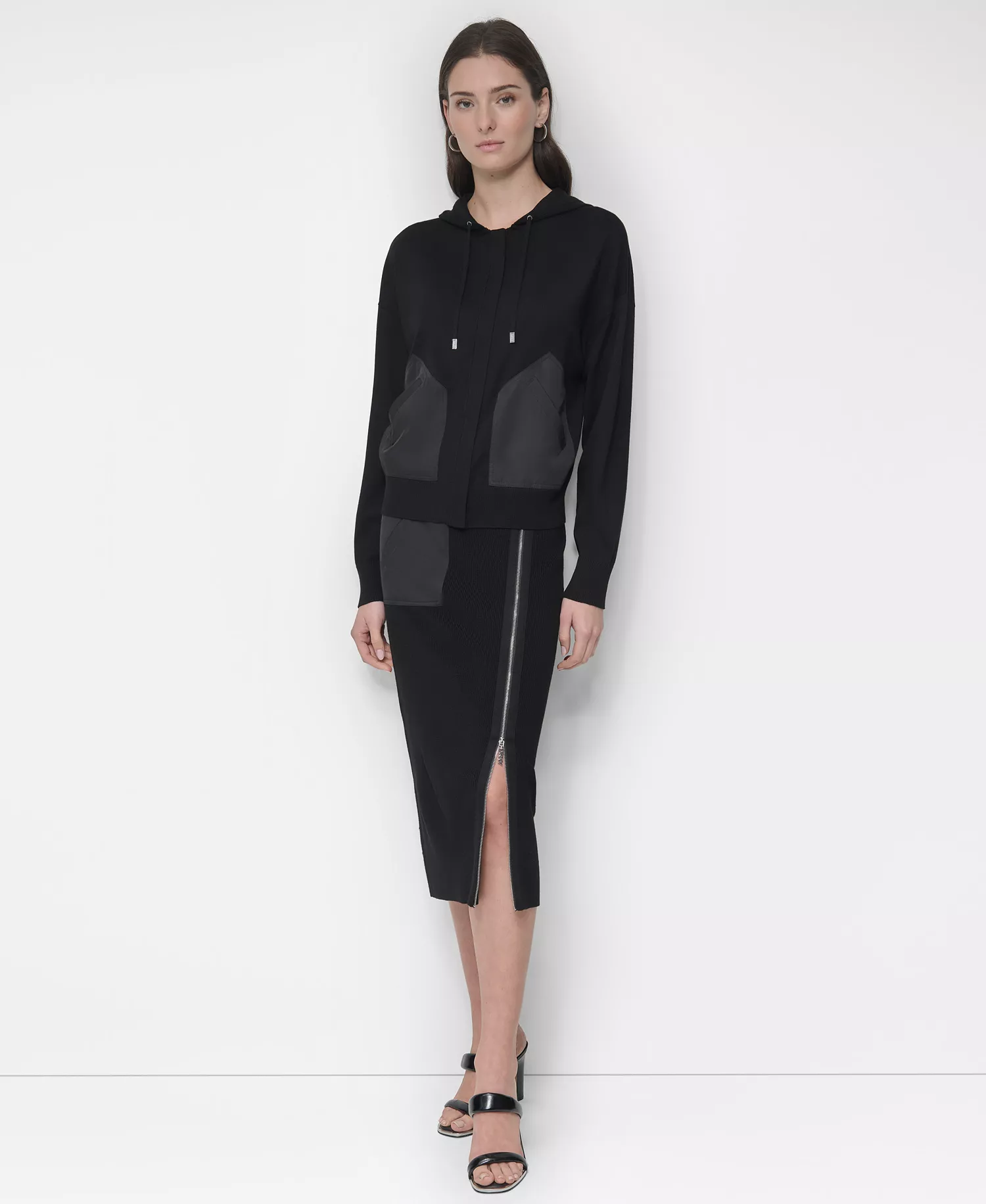 Women's Hooded Sweater  - Black - L