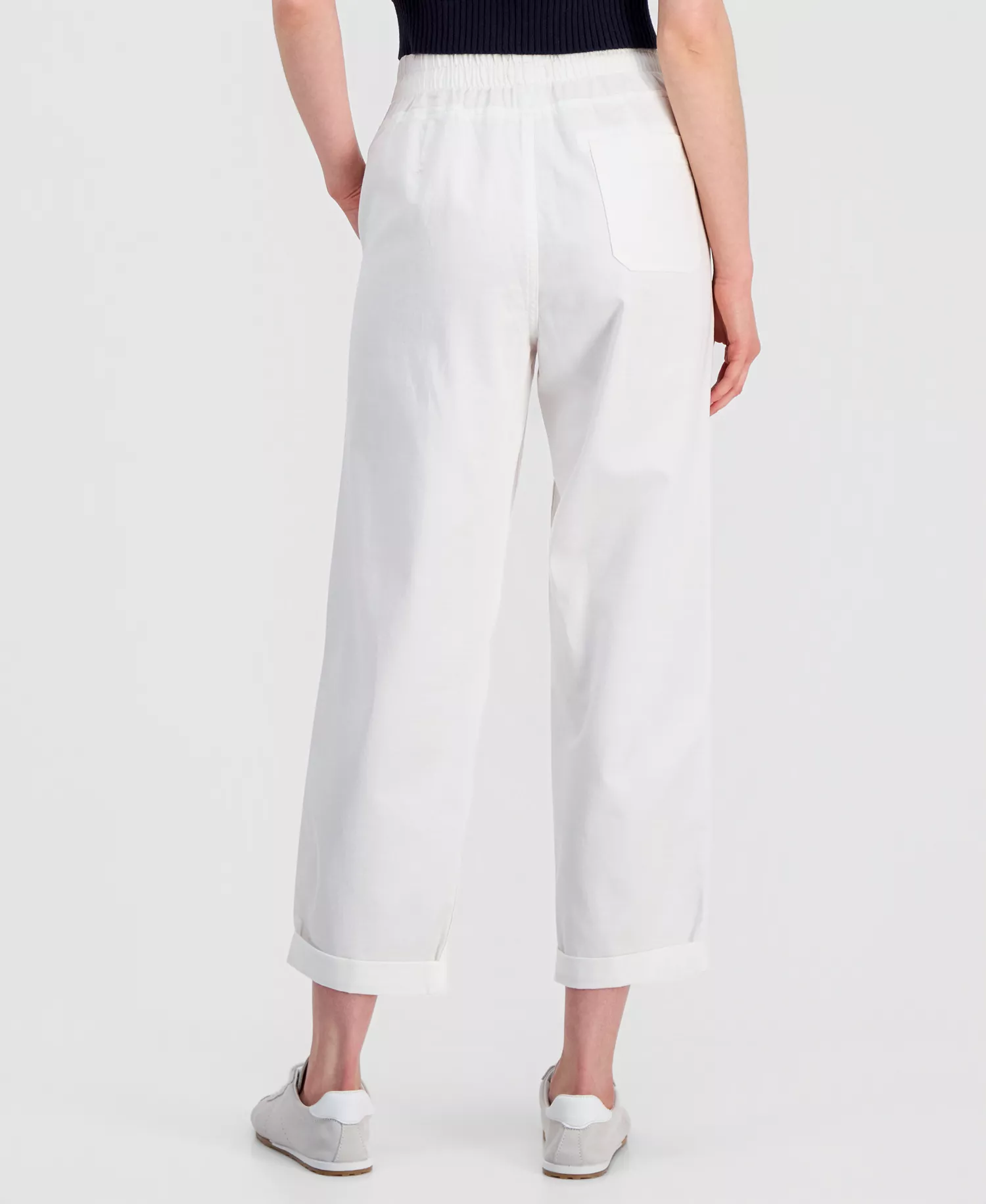 Jeans Women's Solid Cuffed Pull-On Pants - Brt White - L