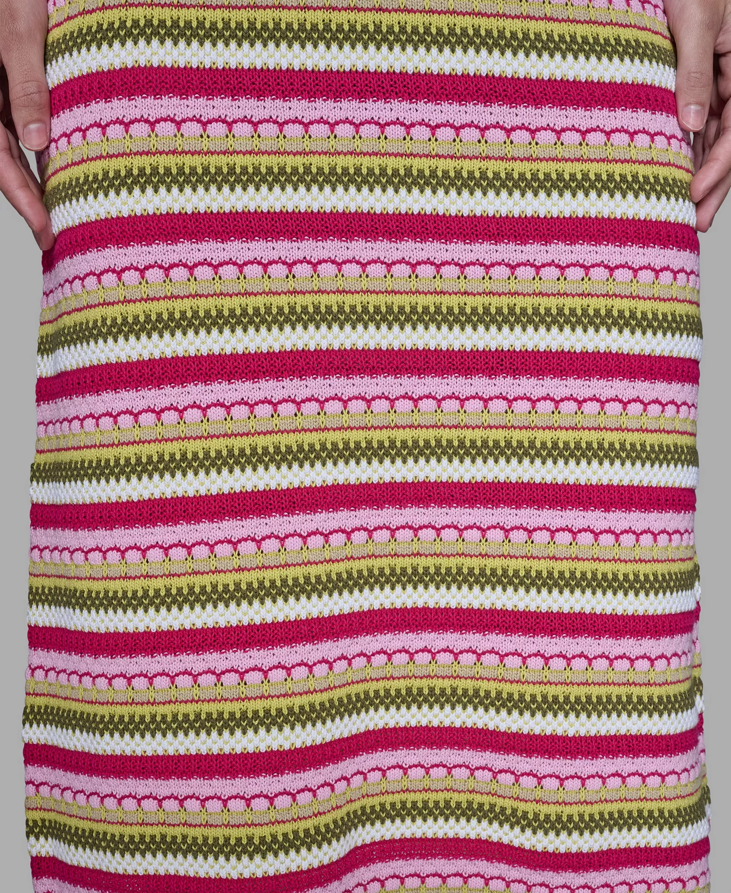 Women's Striped Sleeveless Sweater Dress - Lime - L