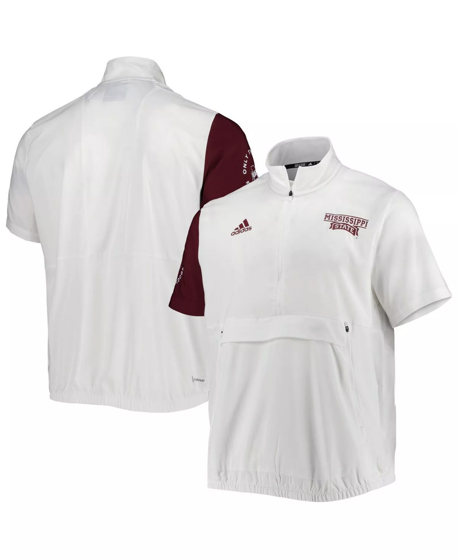 Men's White Mississippi State Bulldogs M STM AEROREADY Half-Zip Jacket - White - L