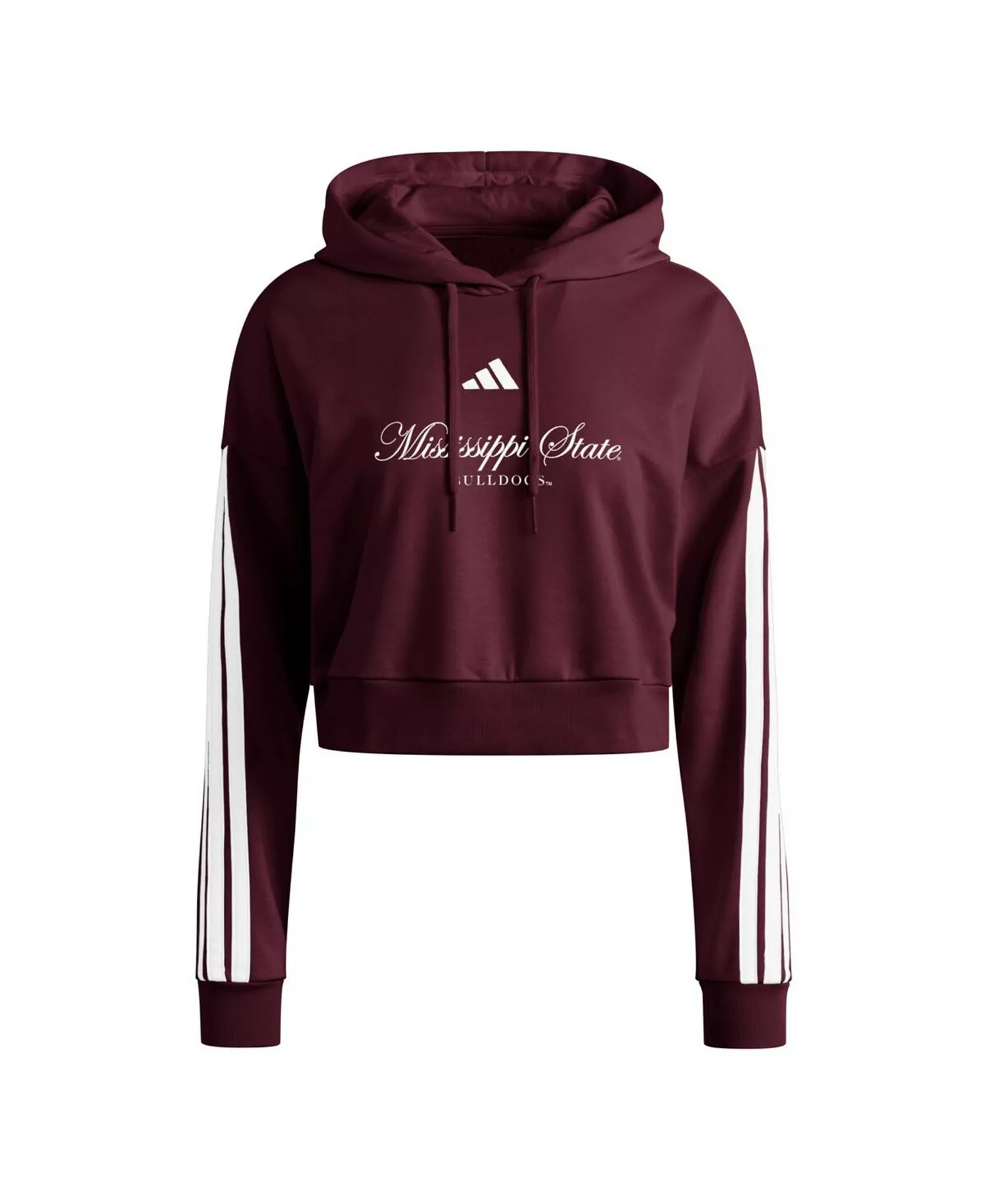 Women's Maroon Mississippi State Bulldogs Campus Queen Cropped Pullover Hoodie - Maroon - L