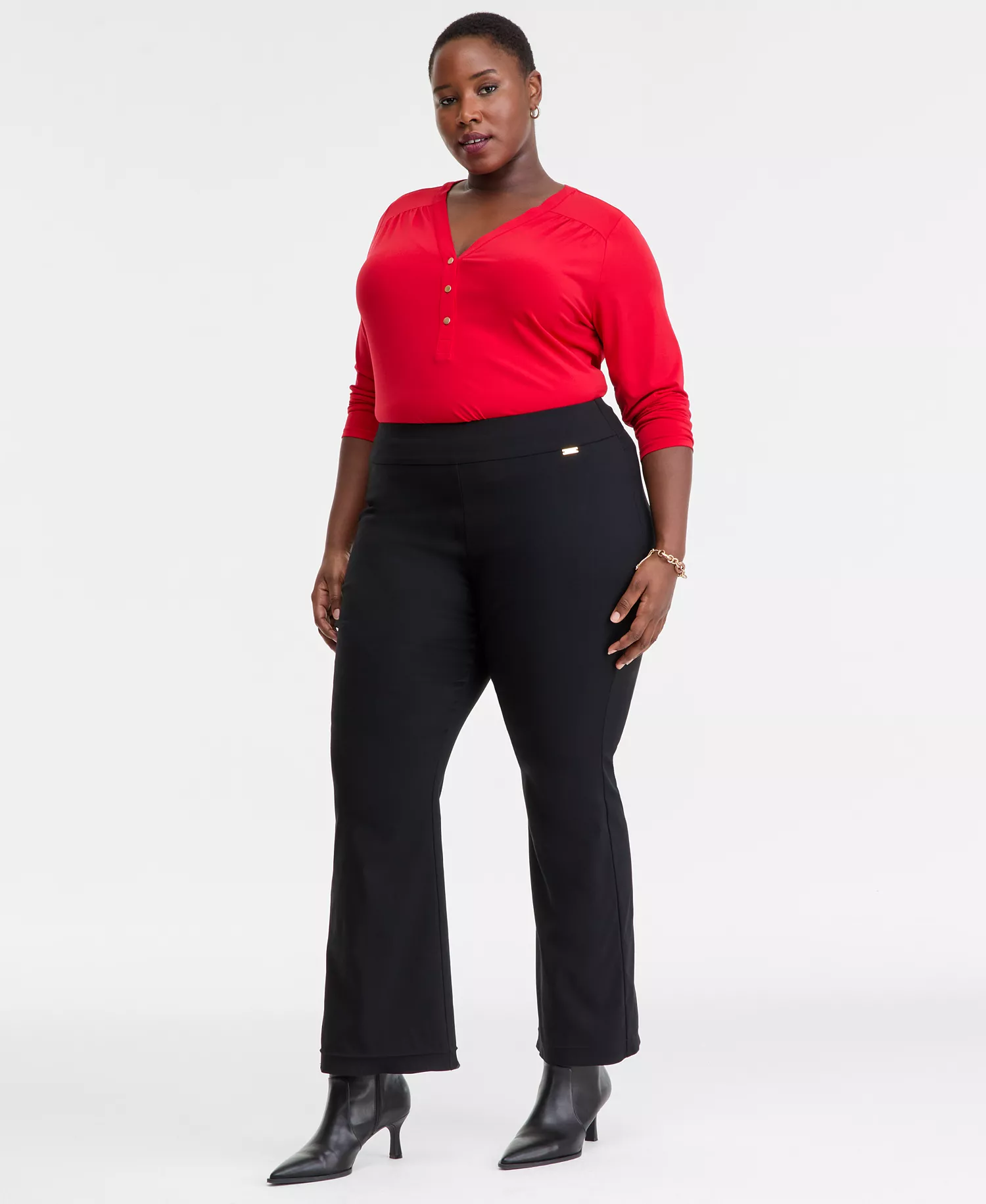 Plus Size Mid-Rise Bootcut Pants, Macy's Exclusive  - Deep Black - 16W