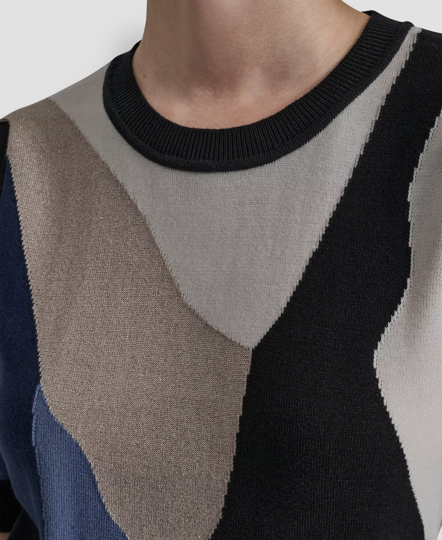 Women's Short-Sleeve Color-Block Sweater - Hudson Blue Multi - L