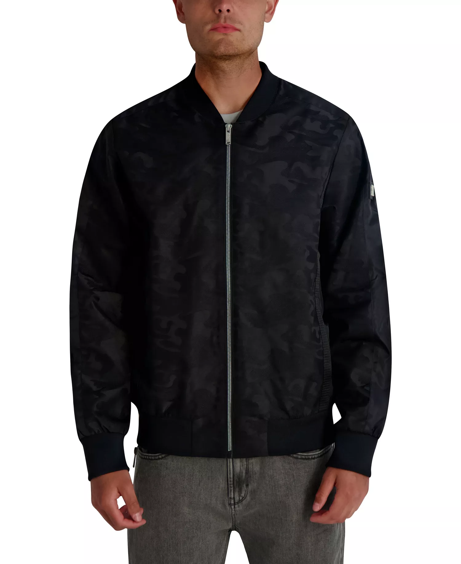Men's Camo Bomber Jacket - Black - 2XL