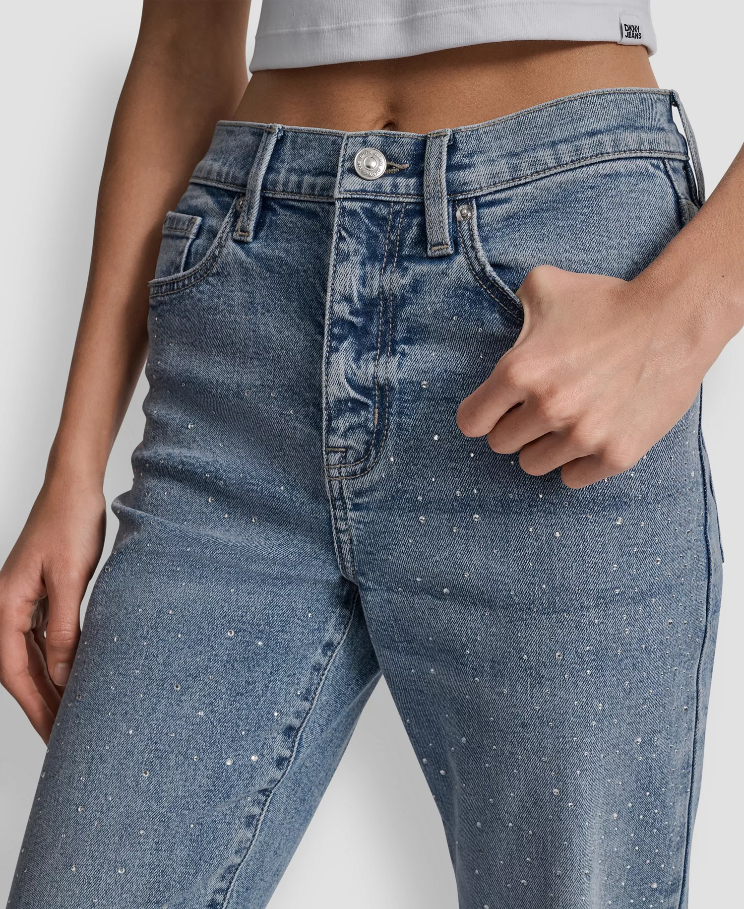 Women's High Rise Straight Fit Embellished Jeans - Jasper - 24