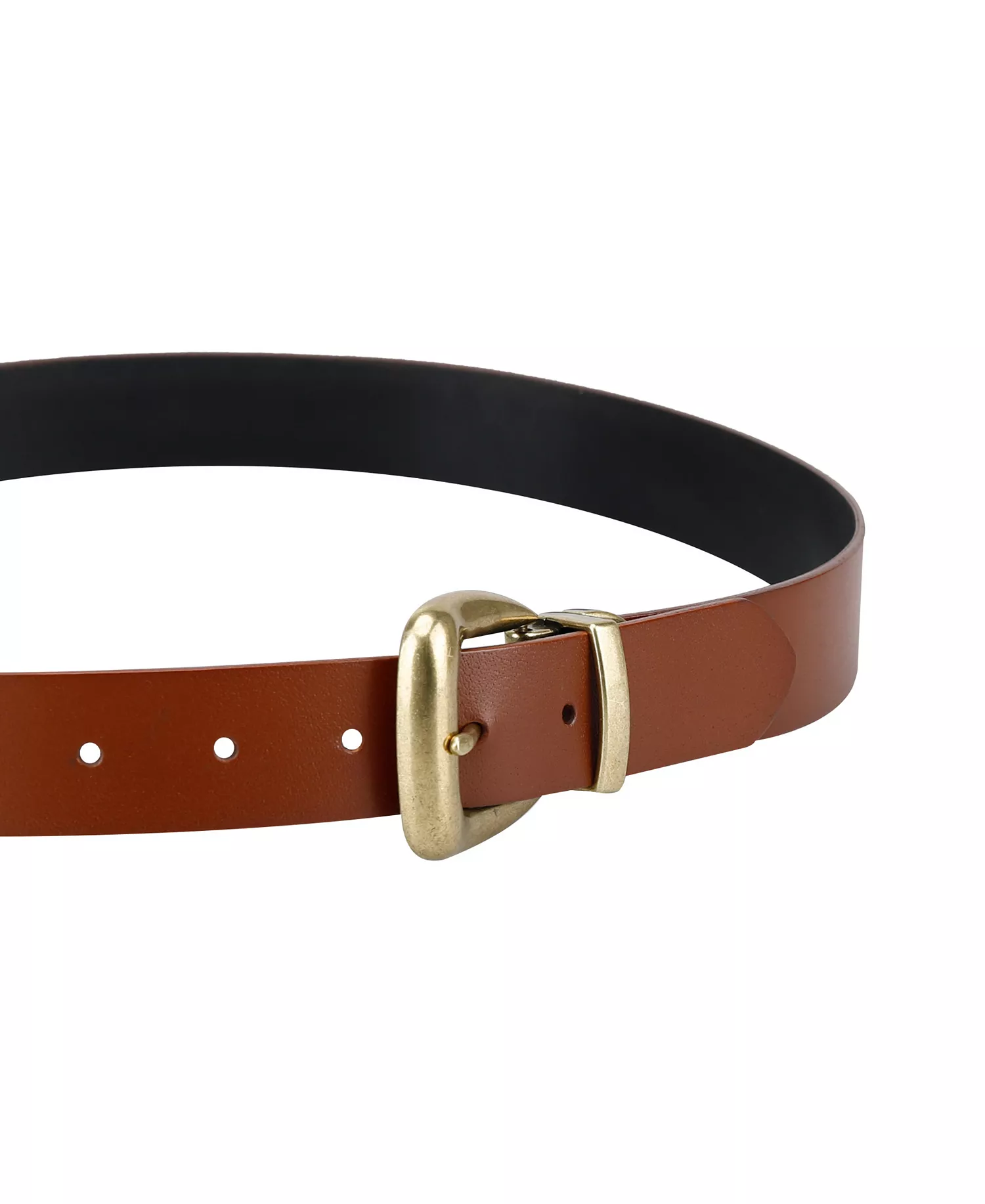 Women's Reversible Western-Style Buckle Leather Belt - Tan/black - L