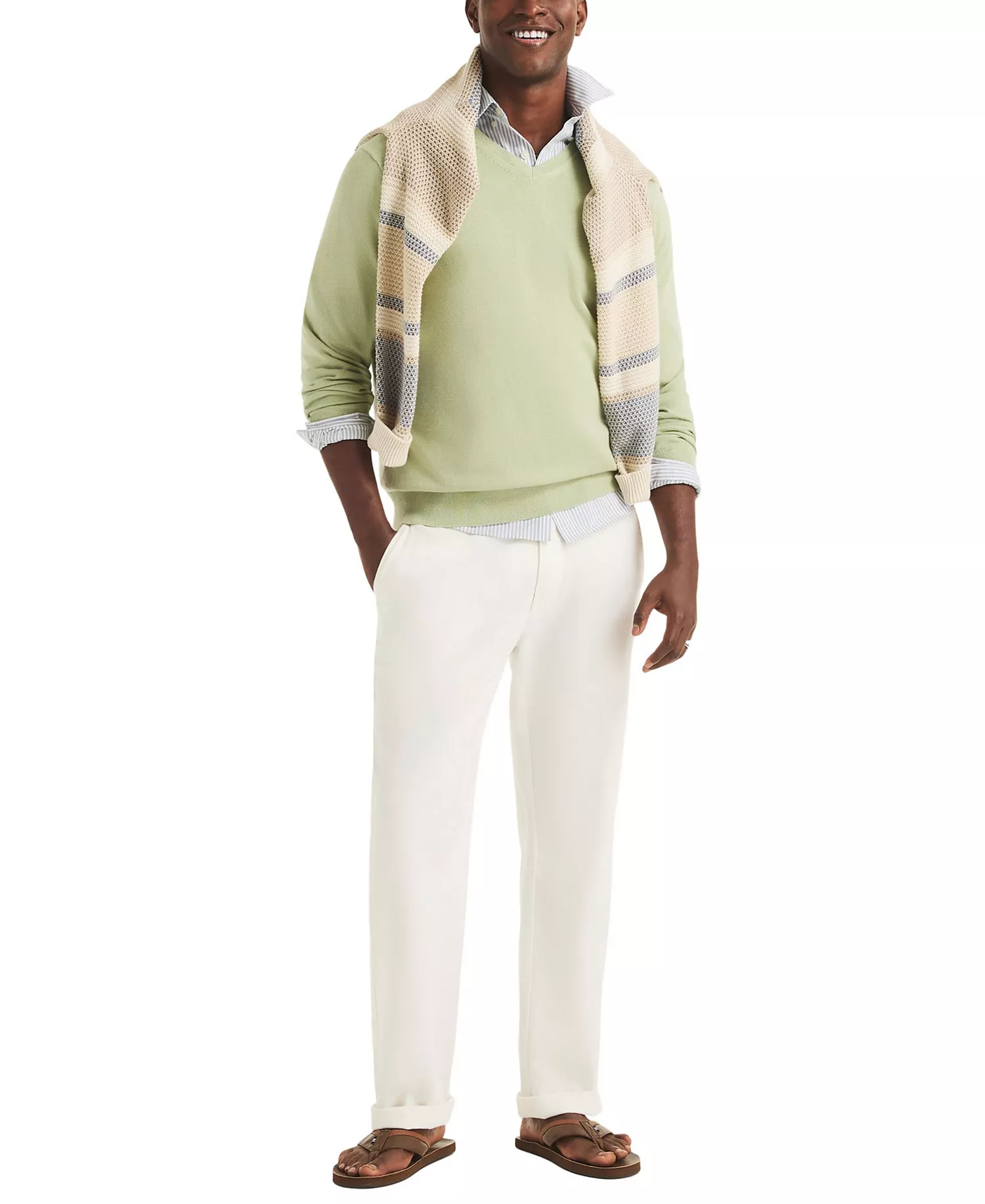 Men's Performance V-Neck Sweater - Delta Moss - 2XL