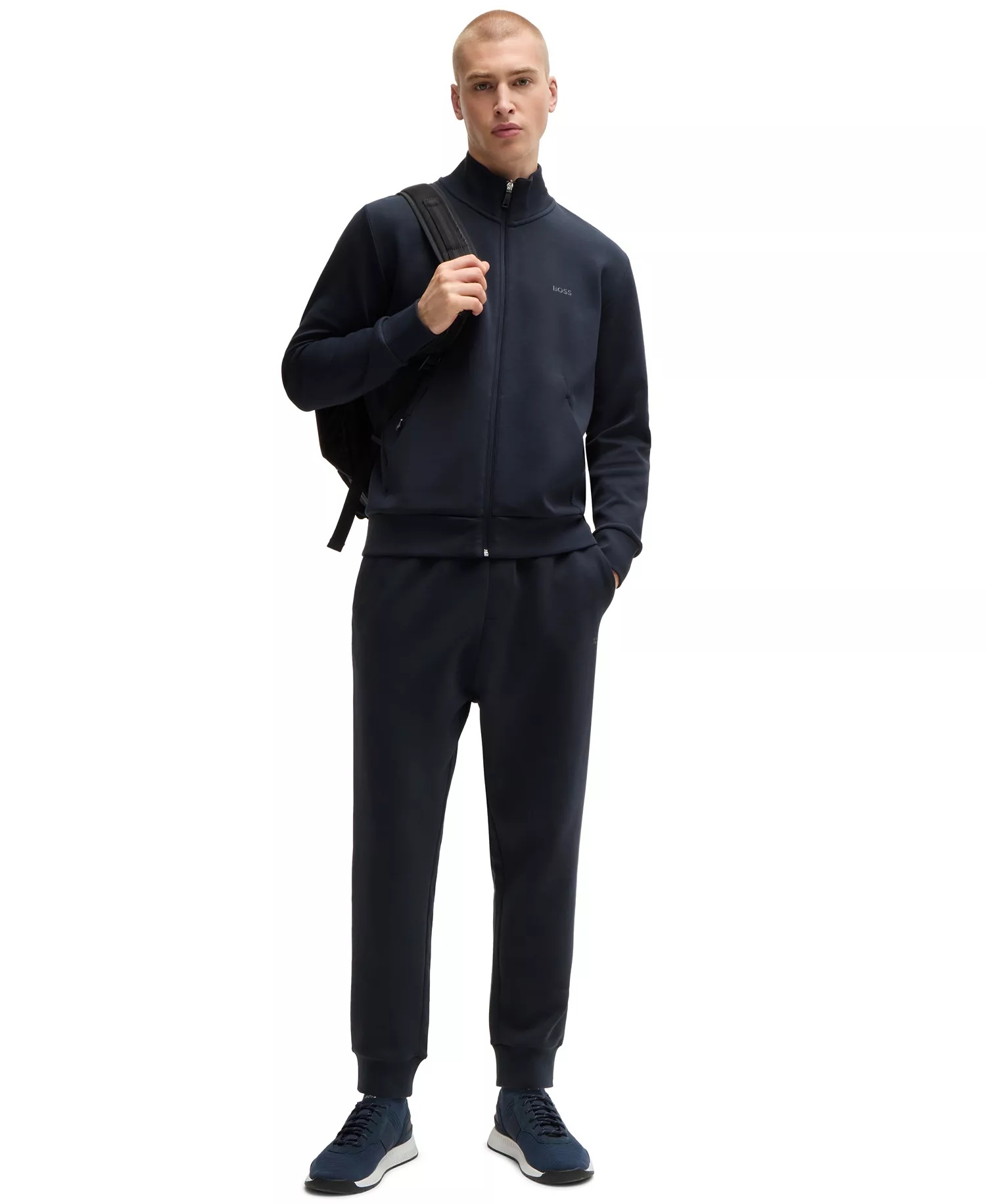 Men's Logo Print Zip-Up Sweatshirt - Dark Blue - M