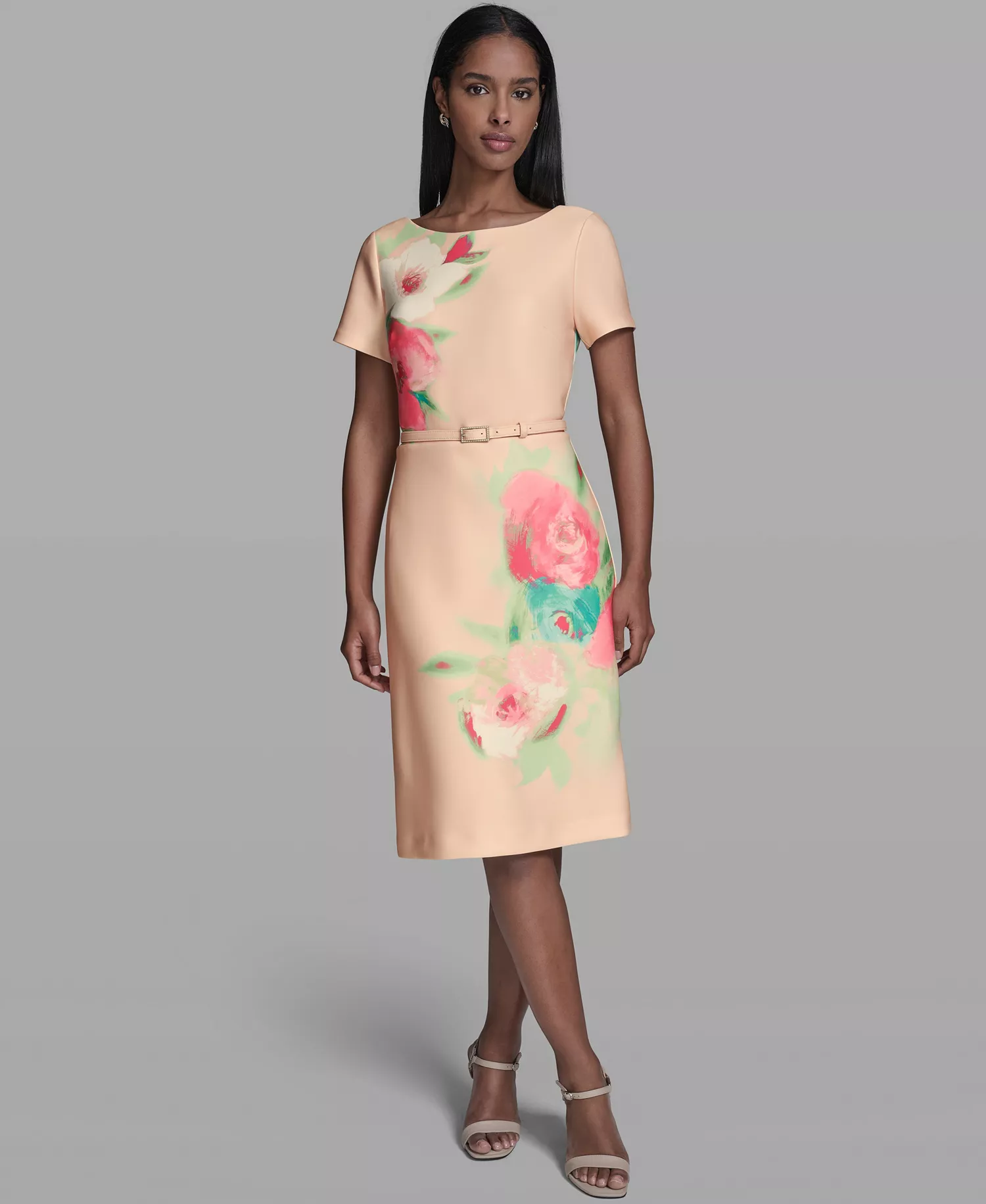 Women's Floral Placed A-Line Dress - Pearl Blush Multi - 0