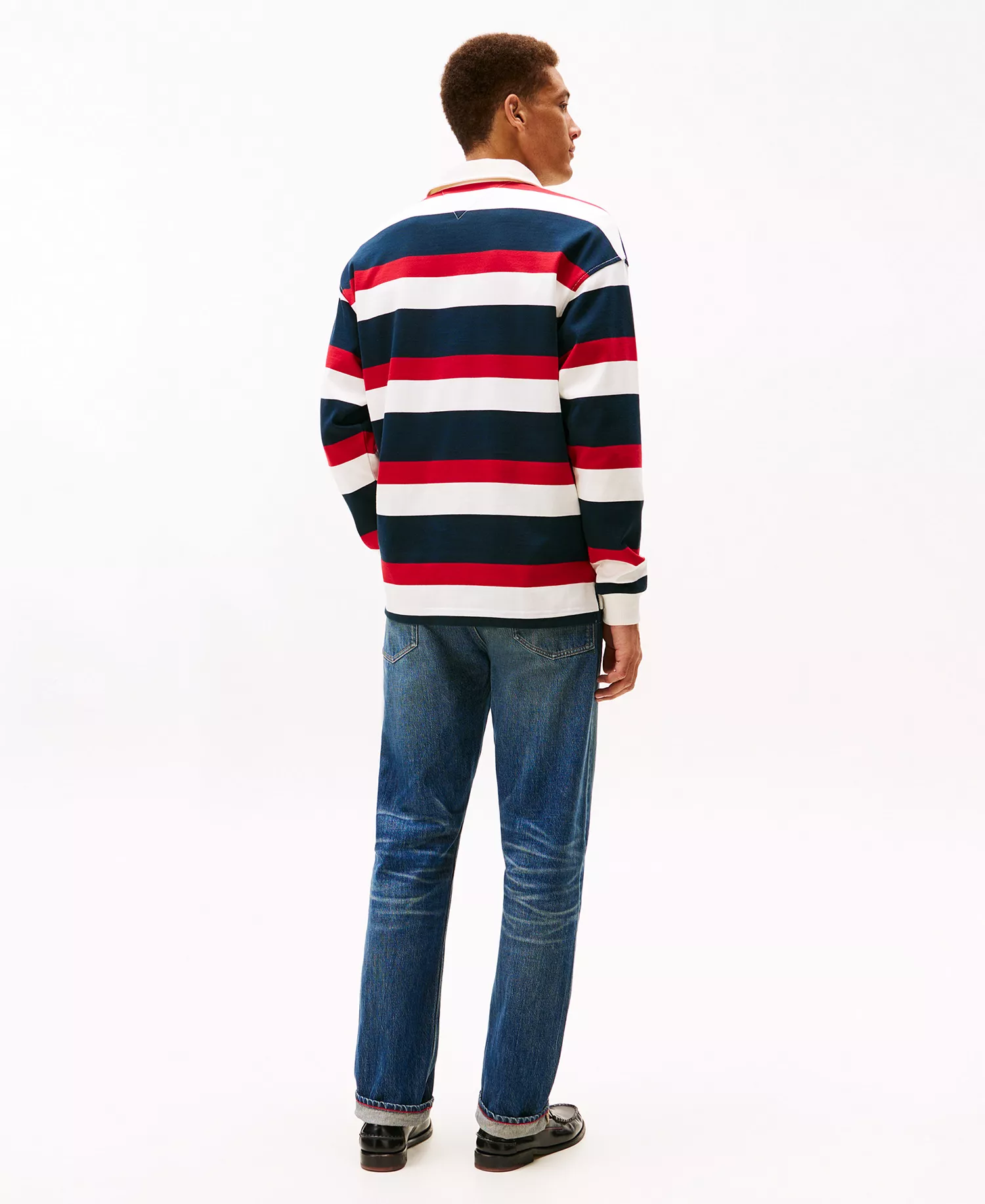 Men's Crest Striped Polo Shirt - Ecru / Multi - L