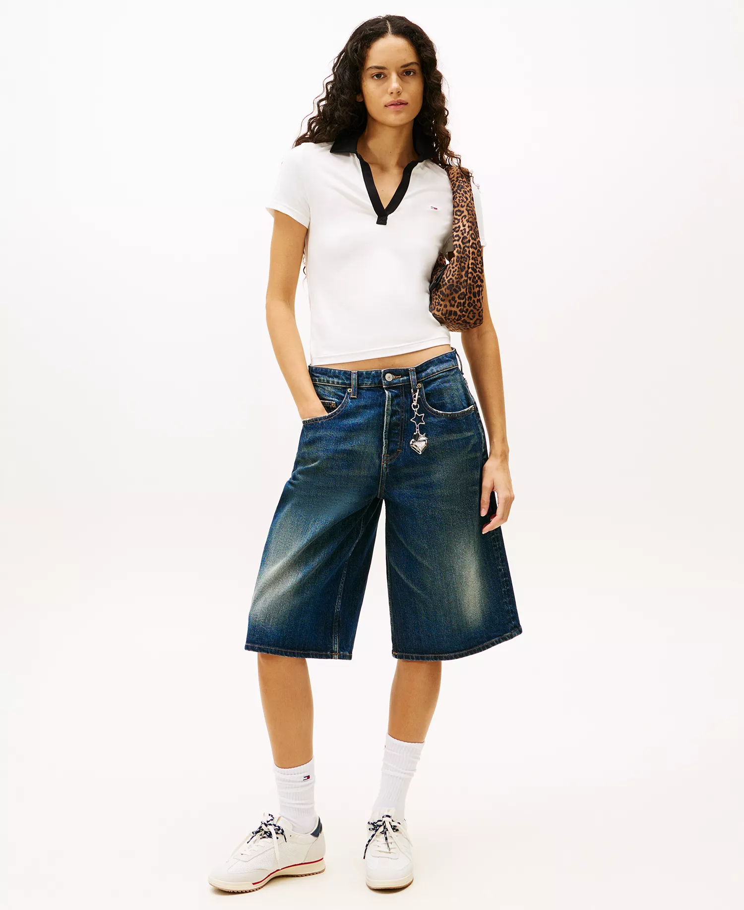 Women's Contrast-Collar Short-Sleeve Top - Ecru - XS