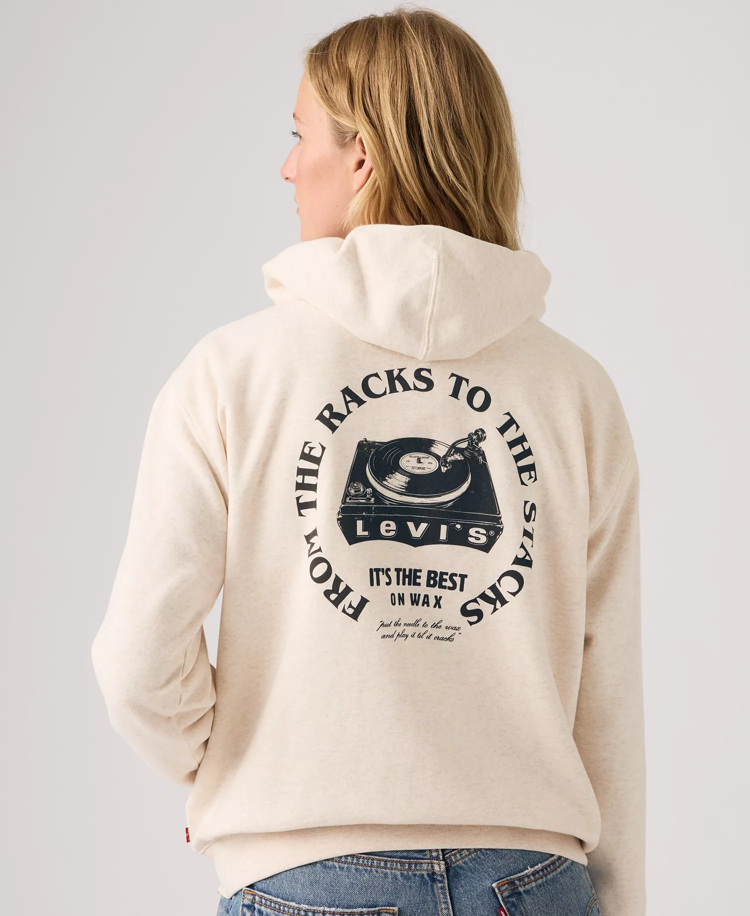 Women's Everyday Graphic Zip-Up Hoodie - Batwing Turntable Oatmeal Heather Gray - L
