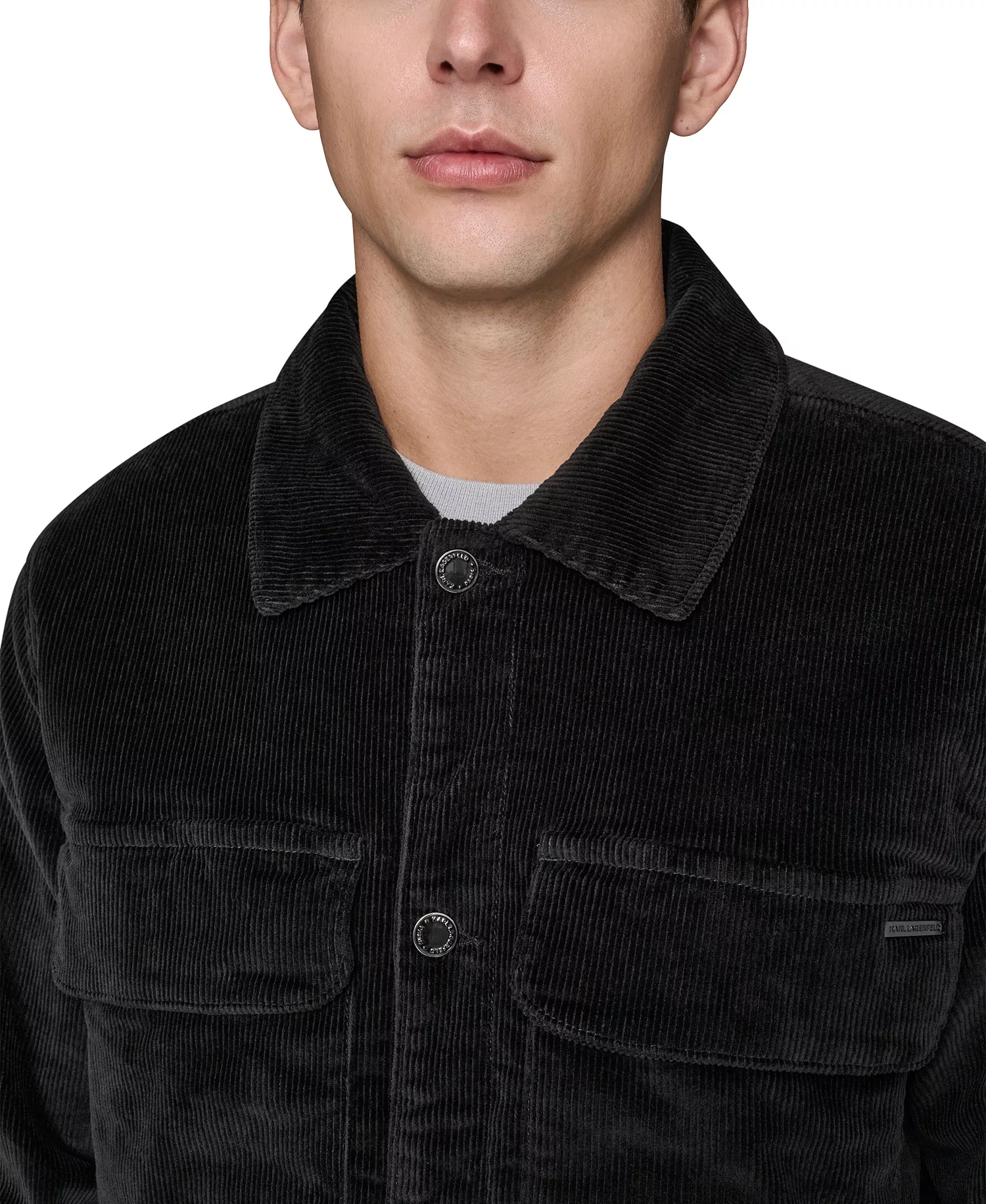 Men's Corduroy Collared Shirt Jacket - Black - 2XL
