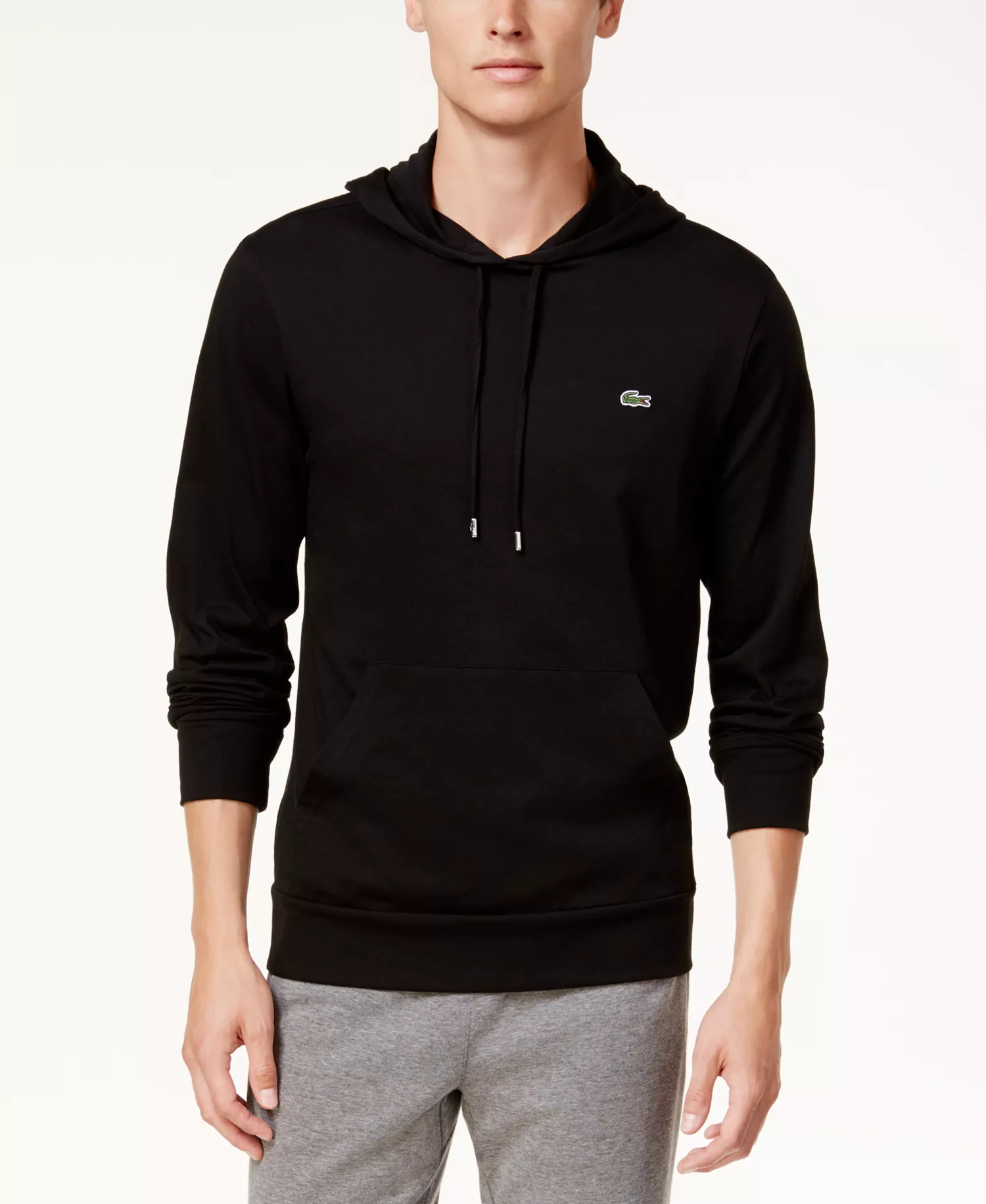 Hoodie Jersey Long Sleeve Tee Shirt with Kangaroo Pocket - 031 - Black - 3XL