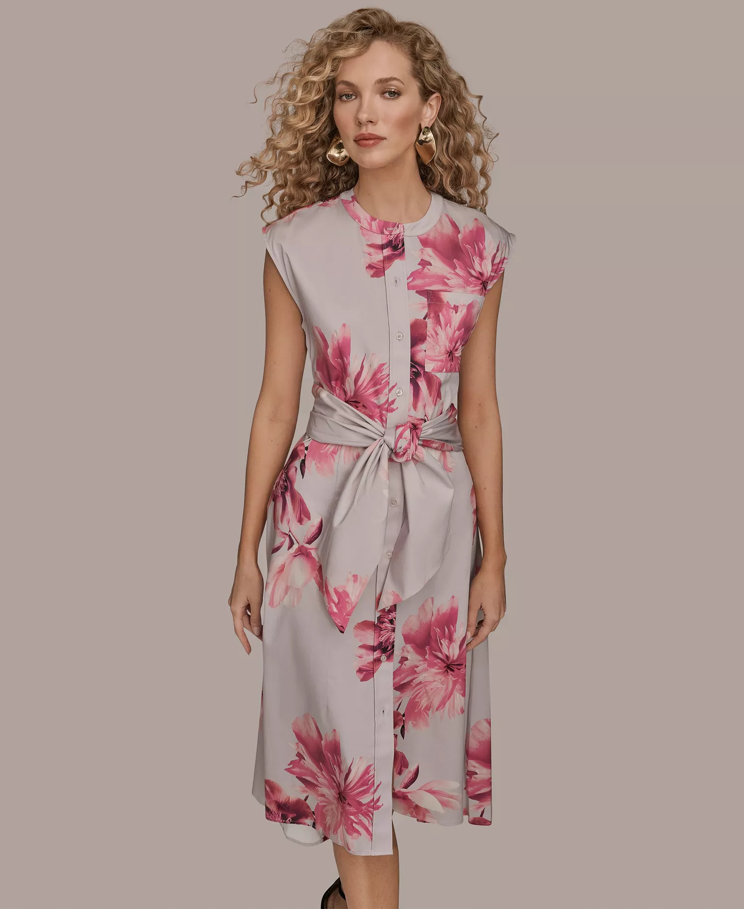 Women's Cap Sleeve Dress - Pink Sands Multi - L