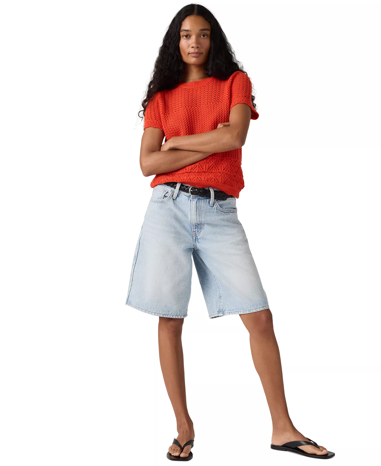 Women's Mid-Rise Baggy Shorts - Abraided Art Jort - 24