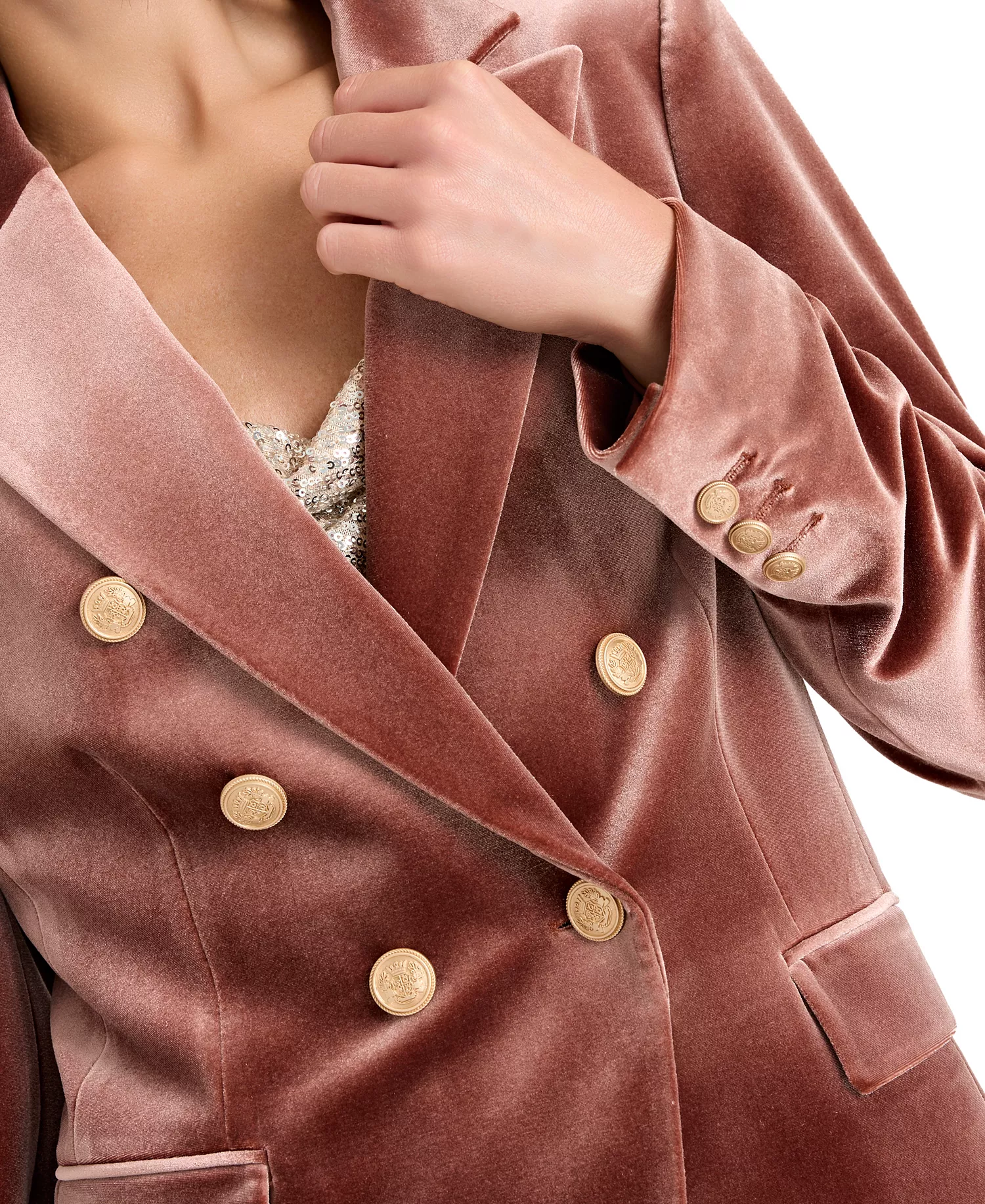 Women's Velvet Peak Lapel Collar Blazer - Sable - 10