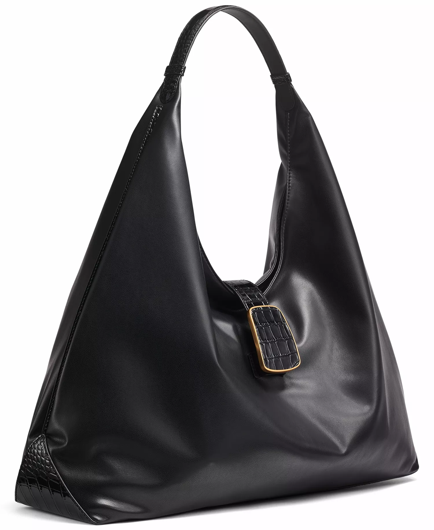 Women's Percale Extra-Large Shoulder Bag - Black/Gold - NO SIZE