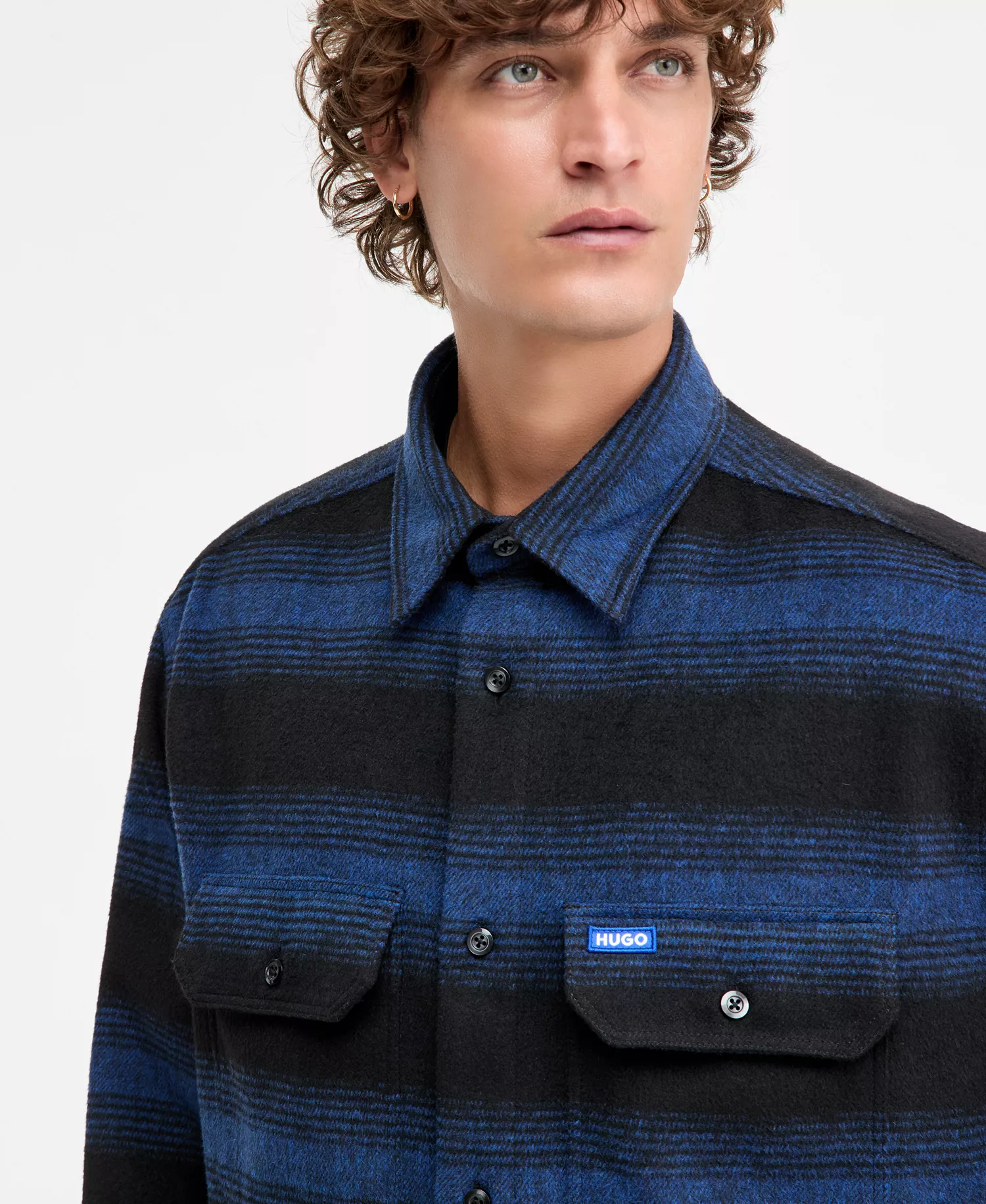 Men's Ebolt Striped Button-Front Shirt Jacket - Open Blue - 2XL