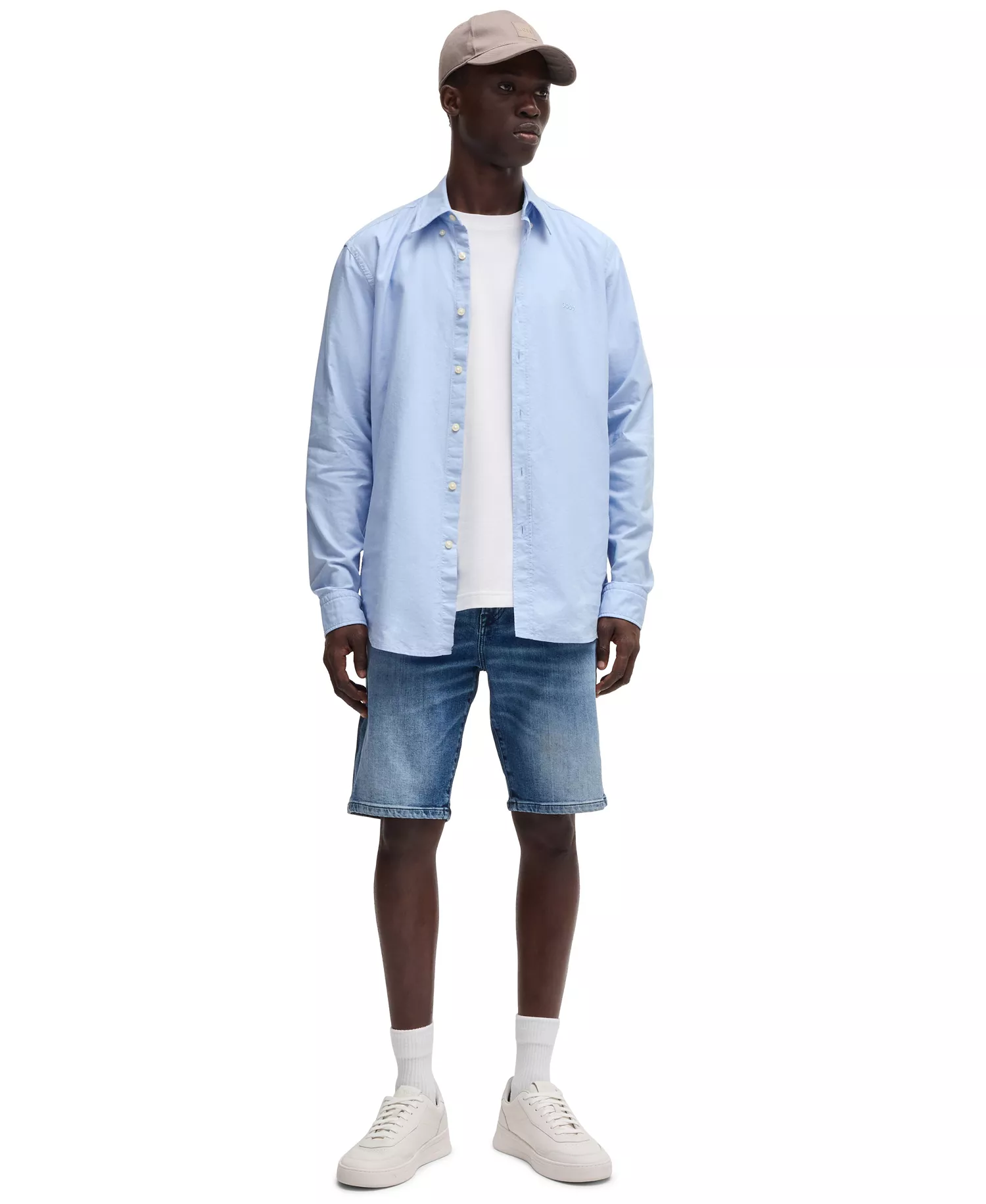 Men's Button-Down Regular-Fit Dress Shirt - Open Blue - L